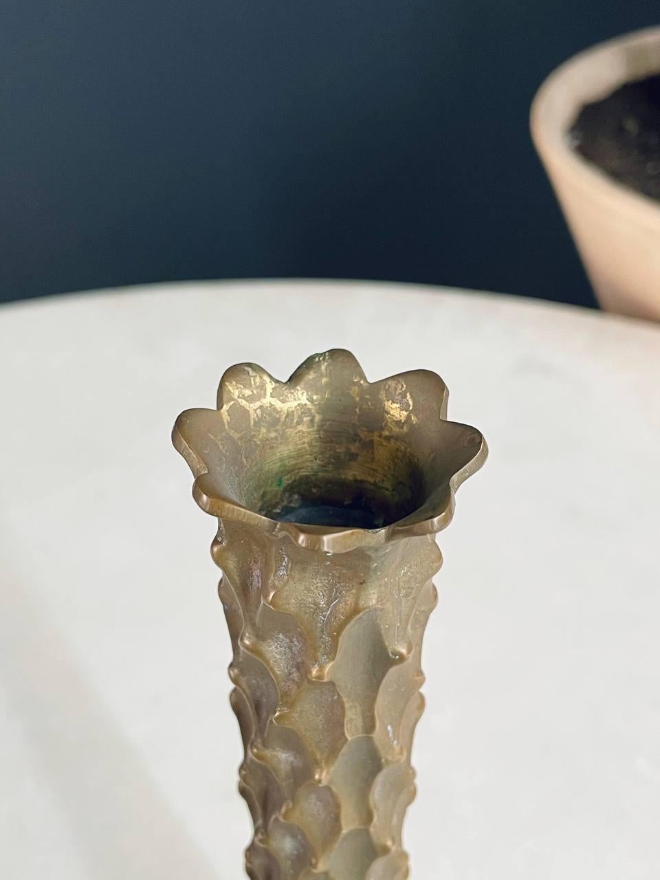 Pair of Mid-Century Modern Brass Palm Tree Candle Holders 2