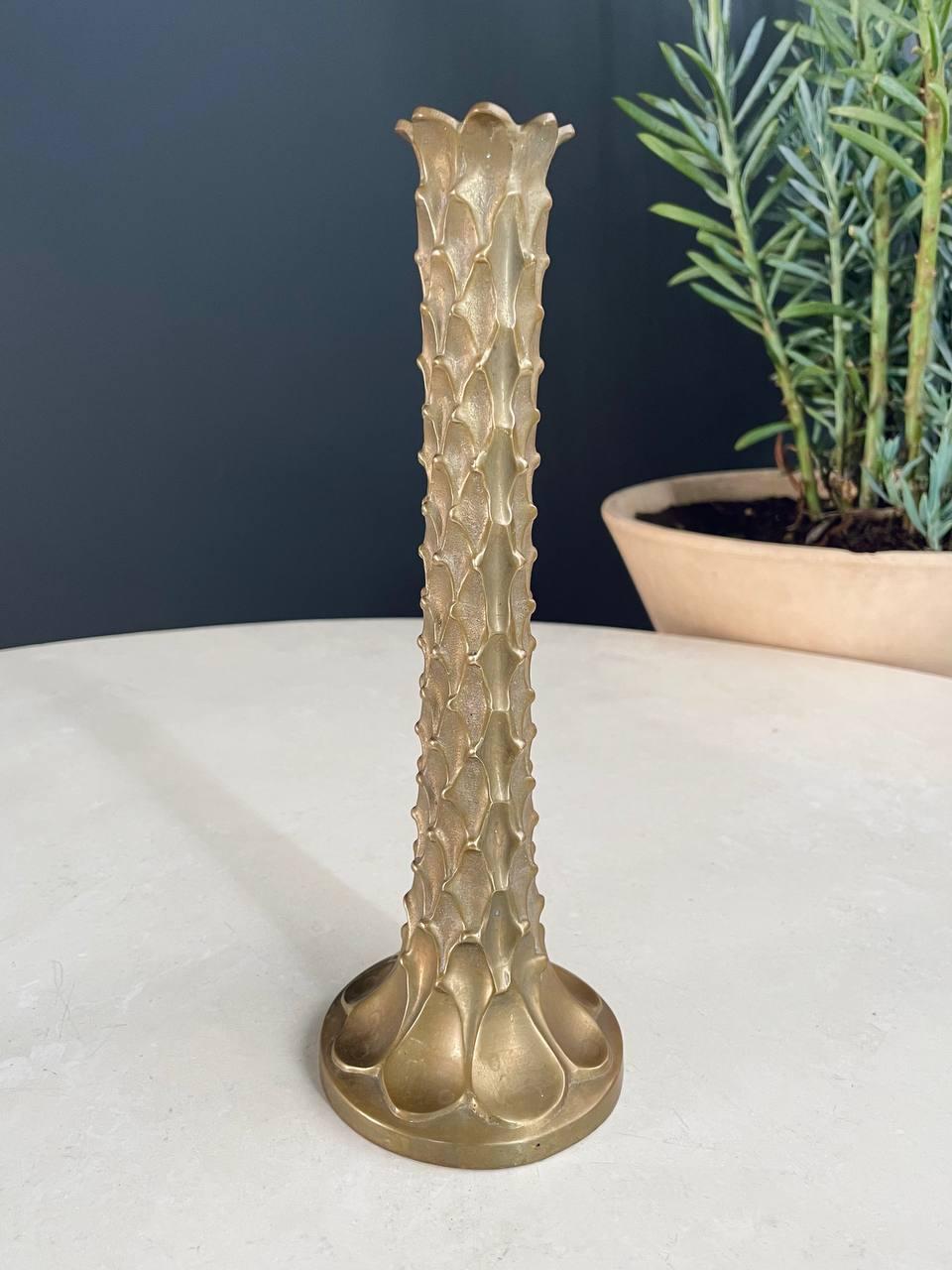 Pair of Mid-Century Modern Brass Palm Tree Candle Holders 1
