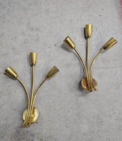 Pair of Mid Century Modern Brass Sconces attr. to J.T. Kalmar, Austria 1950s