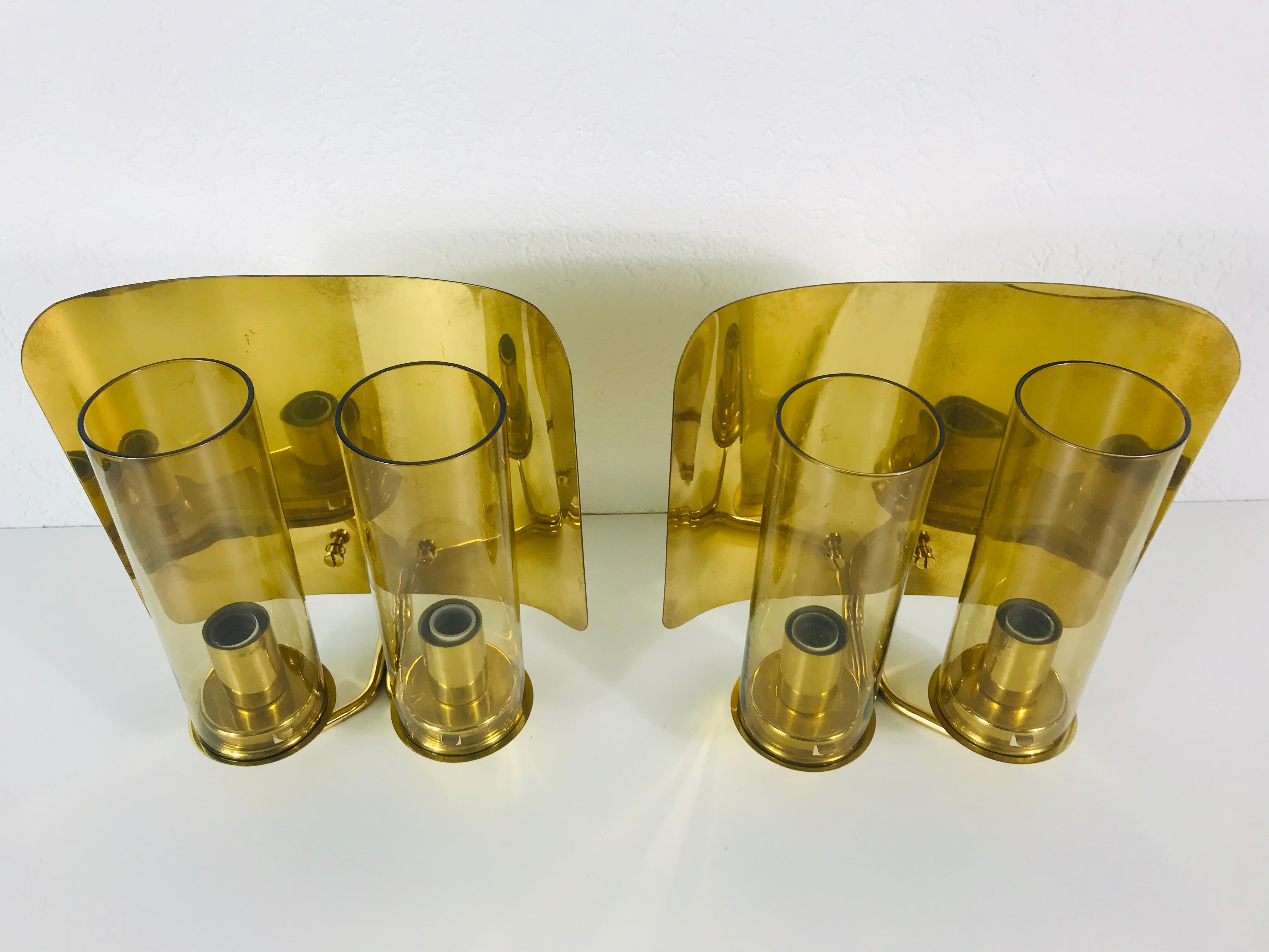 Swedish Pair of Mid-Century Modern Brass Sconces by Hans-Agne Jakobsson, Sweden, 1960s For Sale