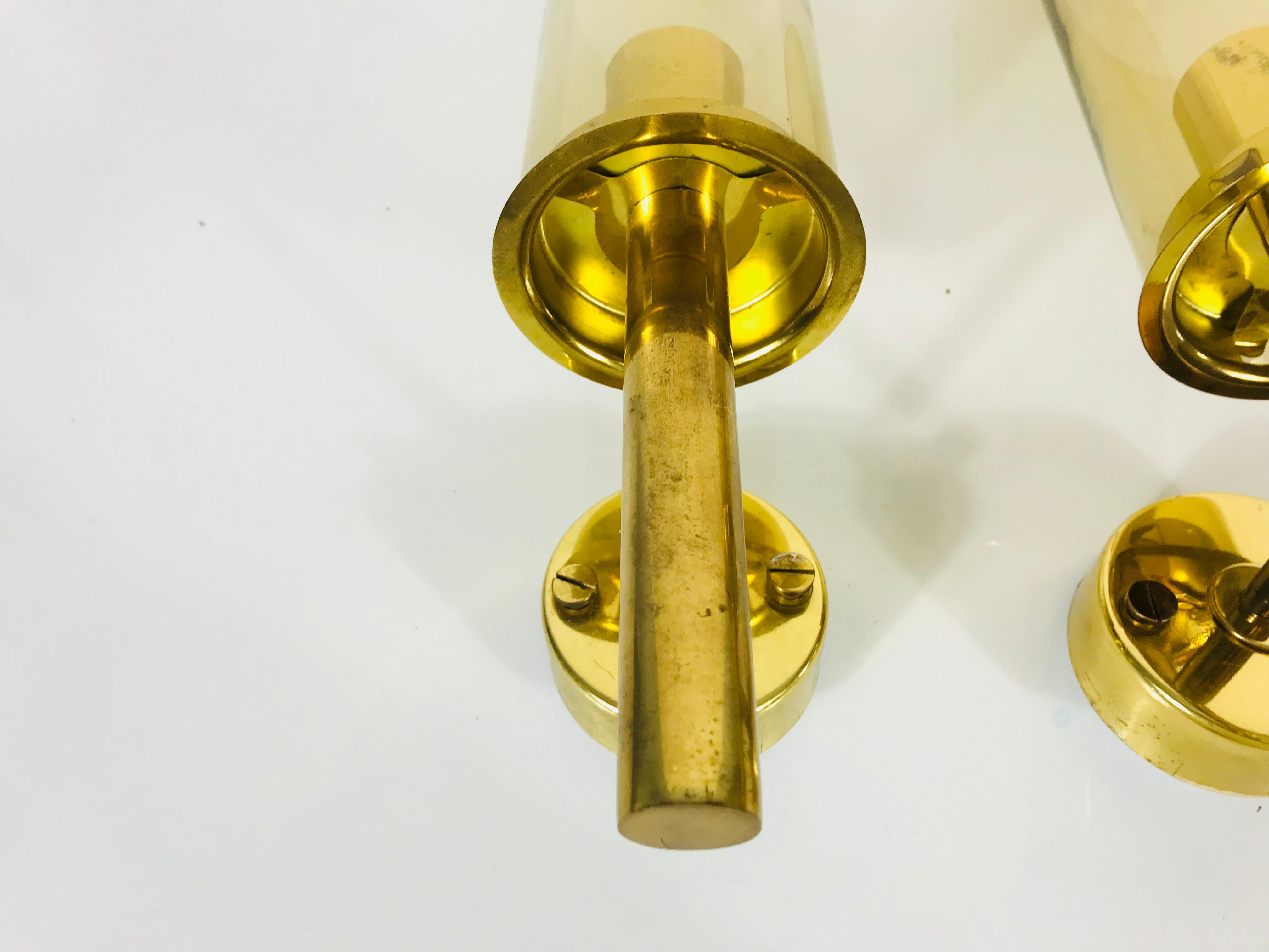 Pair of Mid-Century Modern Brass Sconces by Hans-Agne Jakobsson, Sweden, 1960s In Excellent Condition In Hagenbach, DE