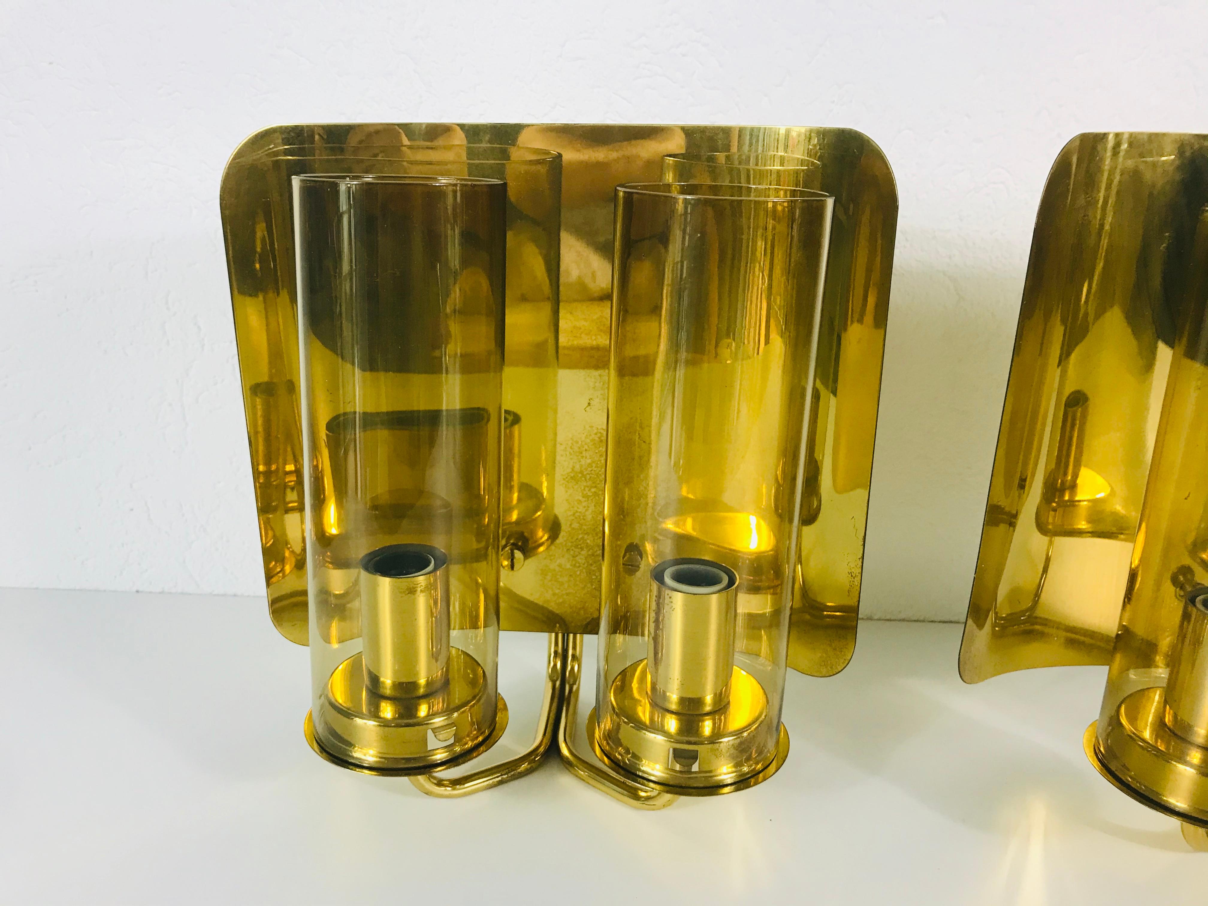 Pair of Mid-Century Modern Brass Sconces by Hans-Agne Jakobsson, Sweden, 1960s 1