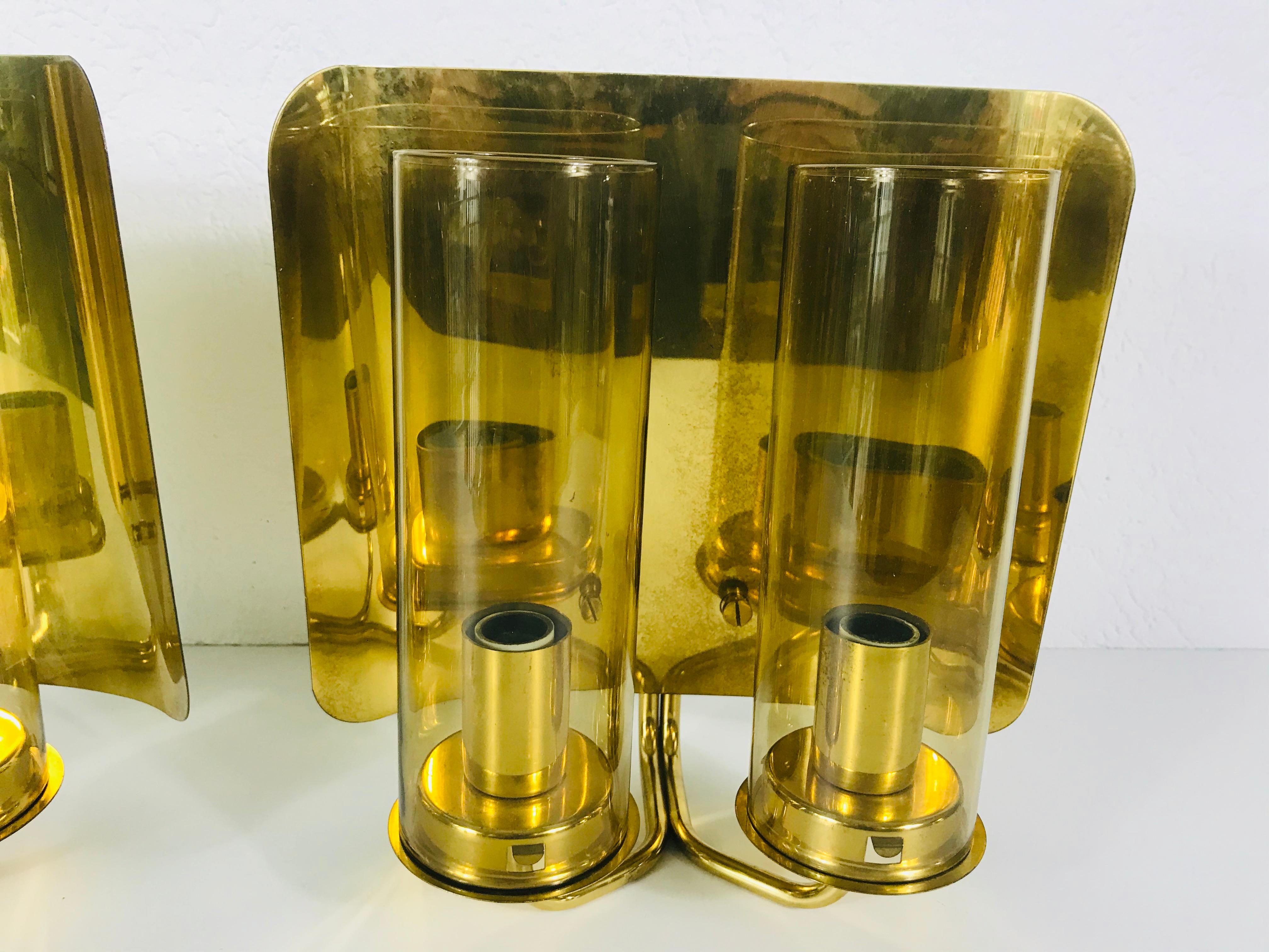 Pair of Mid-Century Modern Brass Sconces by Hans-Agne Jakobsson, Sweden, 1960s 2