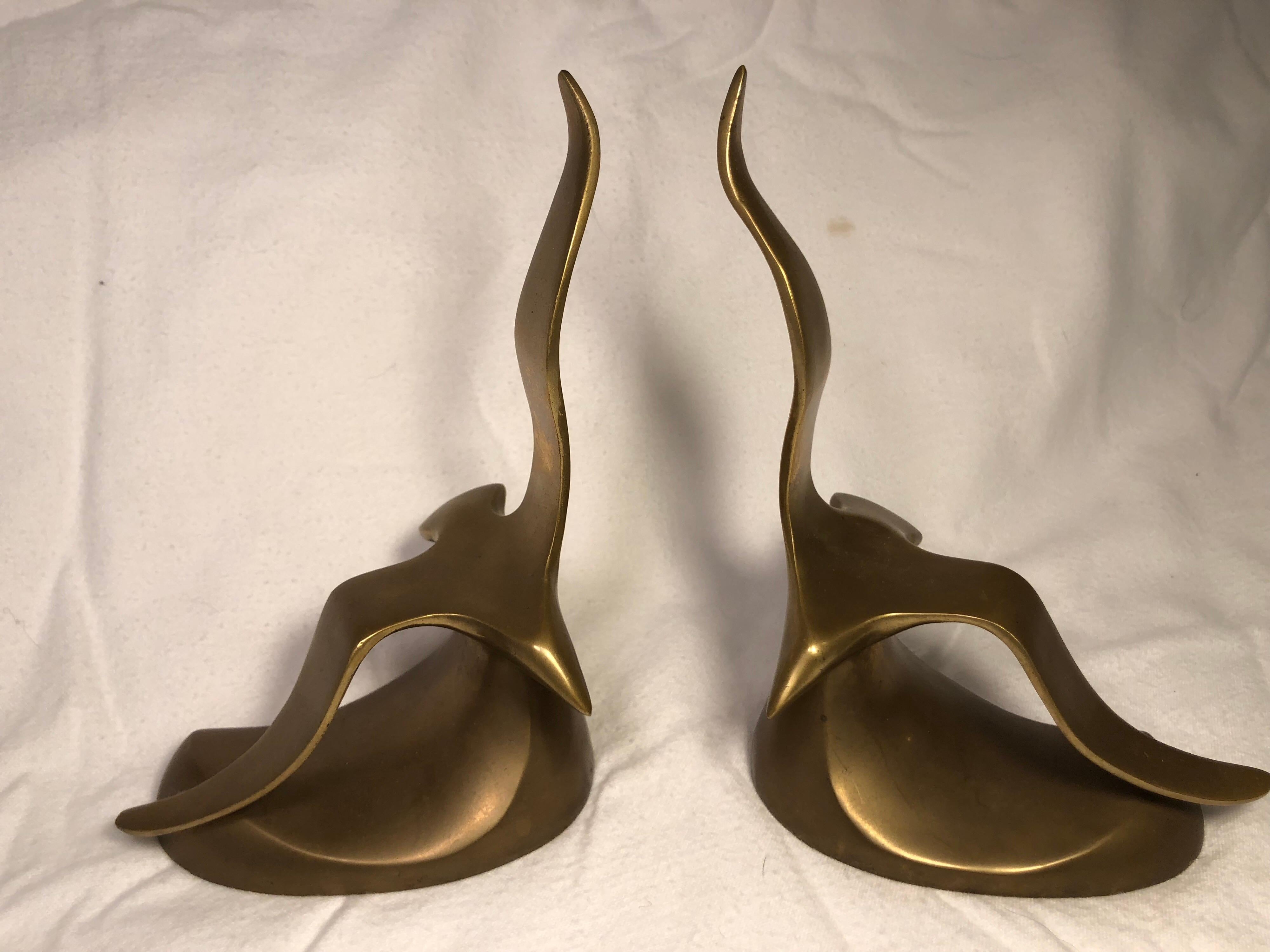 Pair of Mid-Century Modern brass seagull bookends. Perhaps these were based on the very popular novel, 