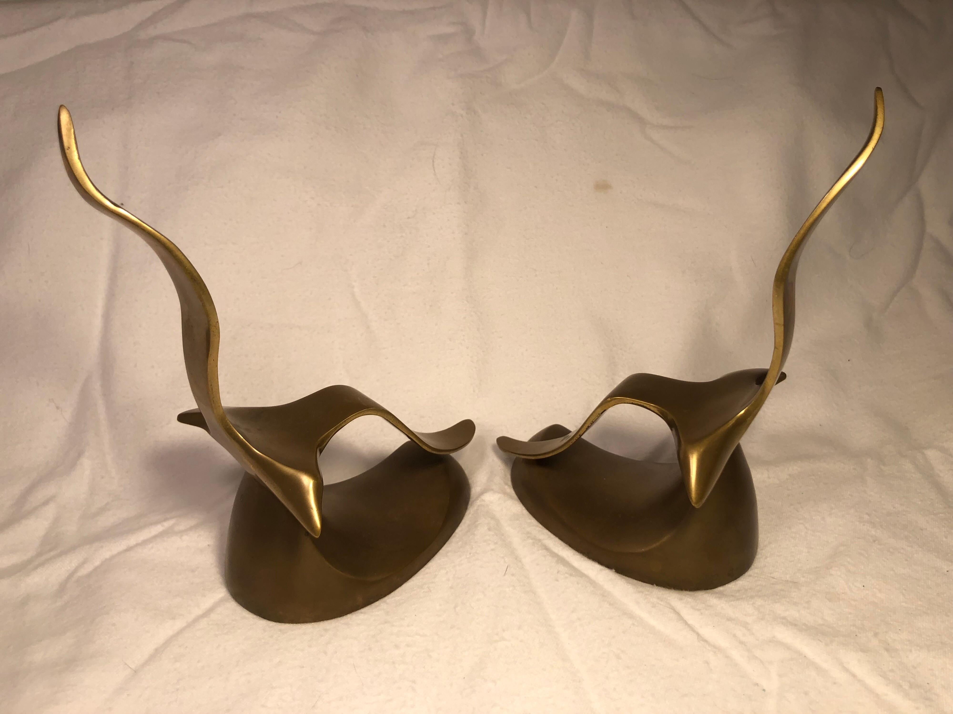 Pair of Mid-Century Modern Brass Seagull Bookends 2
