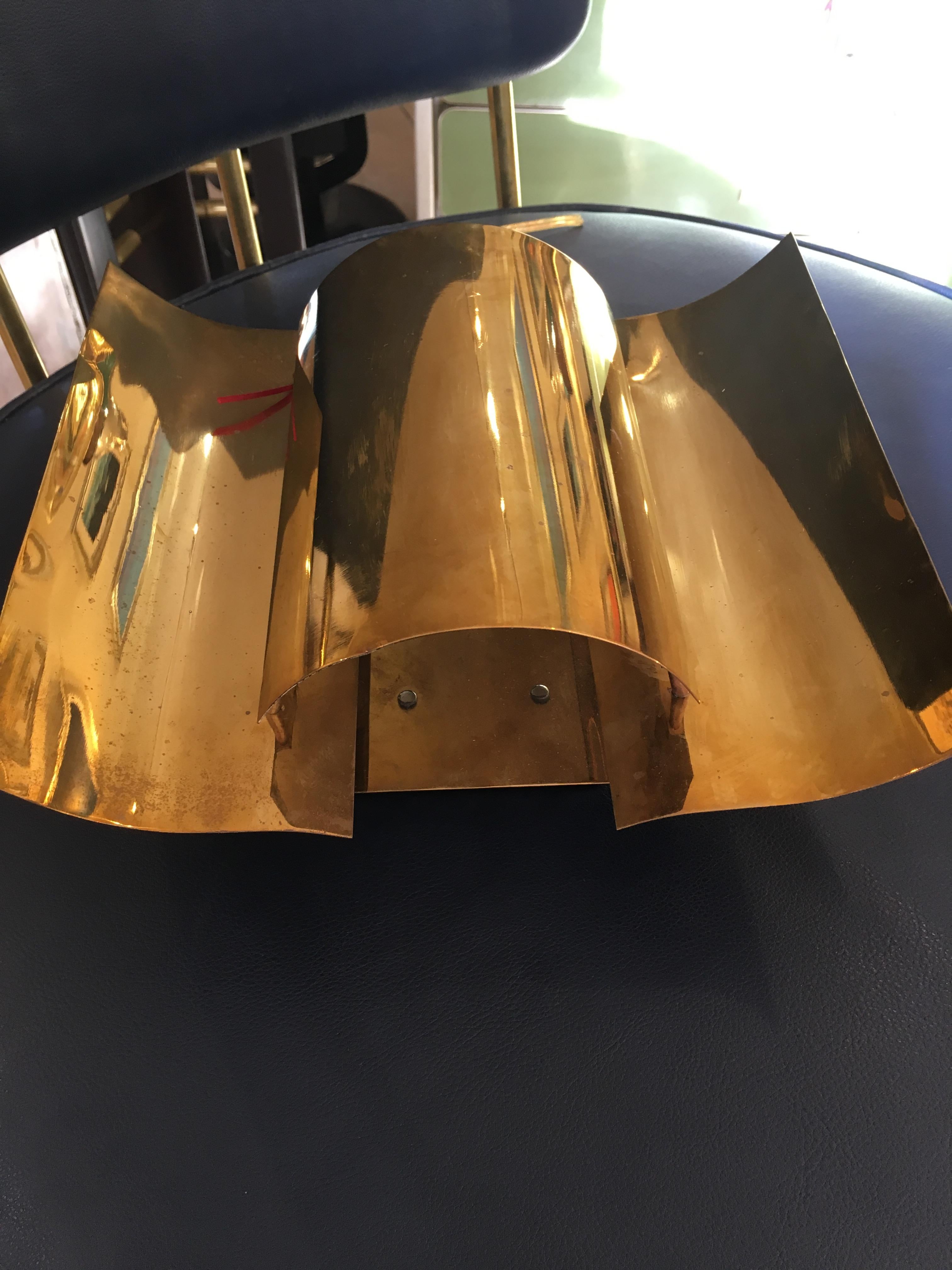 European Pair of Mid-Century Modern Brass Ship's Stateroom Sconce Lights