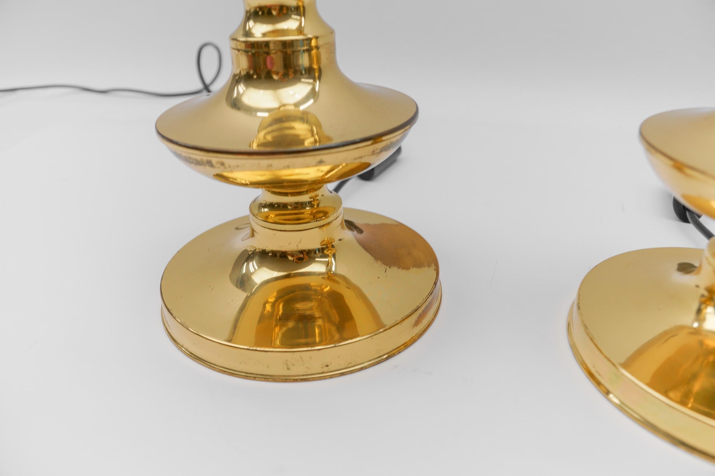 Pair of Mid Century Modern Brass Table Lamp Bases, 1960s For Sale 3