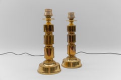Pair of Mid Century Modern Brass Table Lamp Bases, 1960s