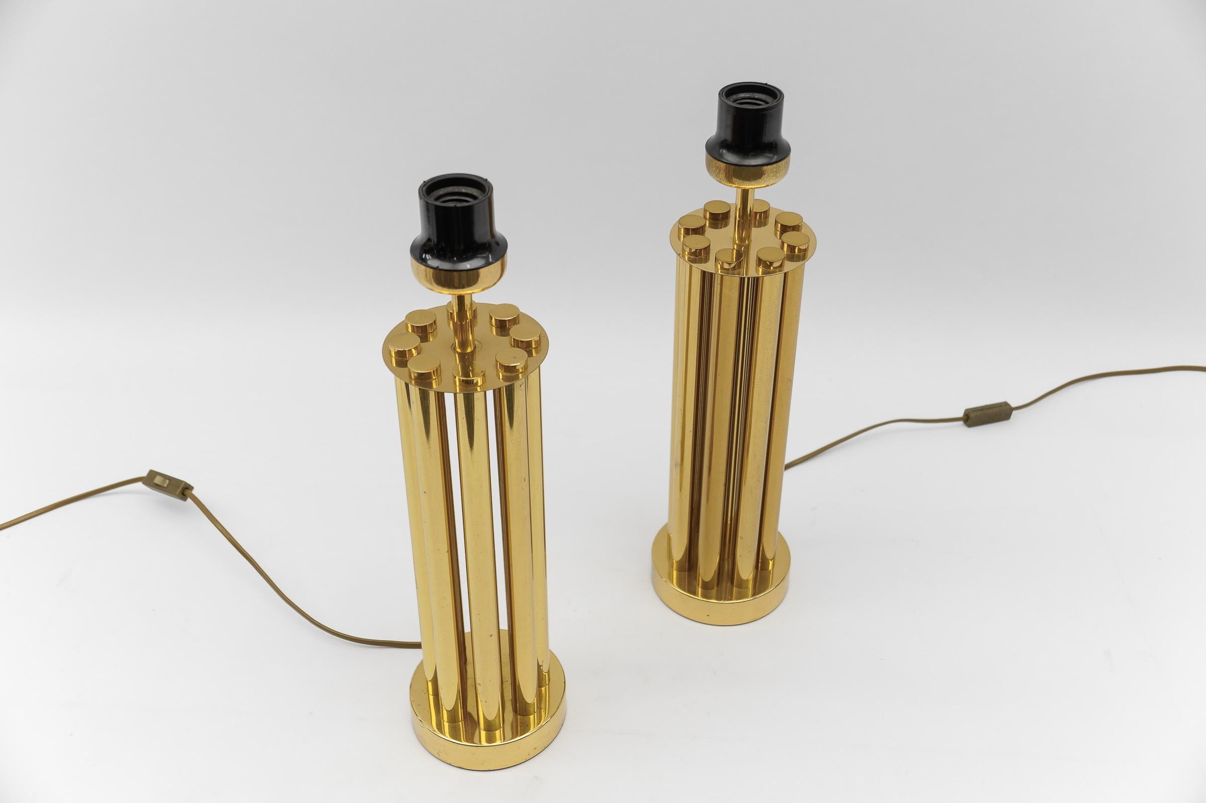 Mid-Century Modern Pair of Mid Century Modern Brass Table Lamp Bases, 1960s For Sale