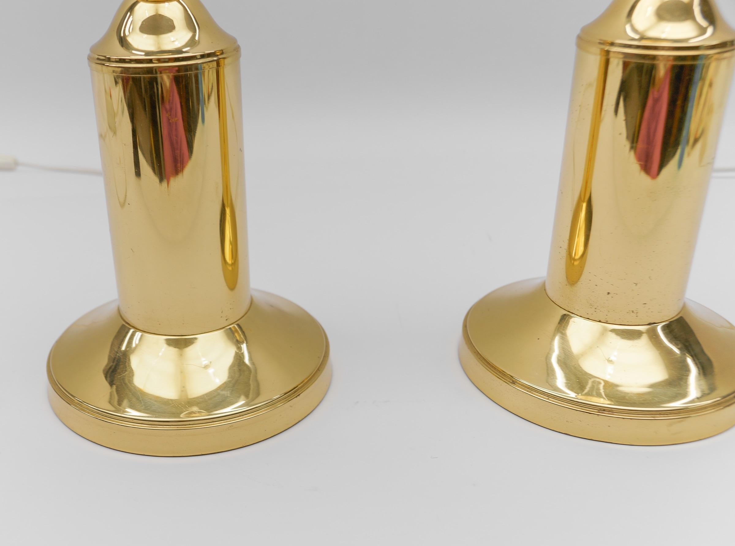 Pair of Mid Century Modern Brass Table Lamp Bases, 1960s For Sale 2