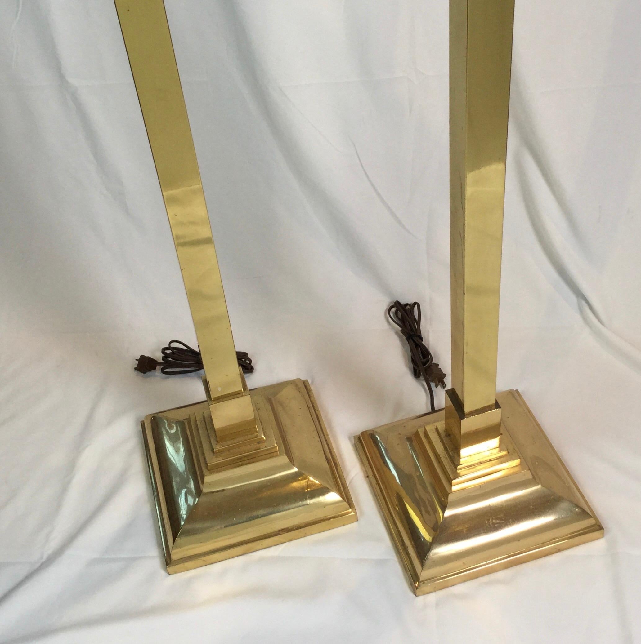 American Pair of Mid-Century Modern Brass Tall Lamps