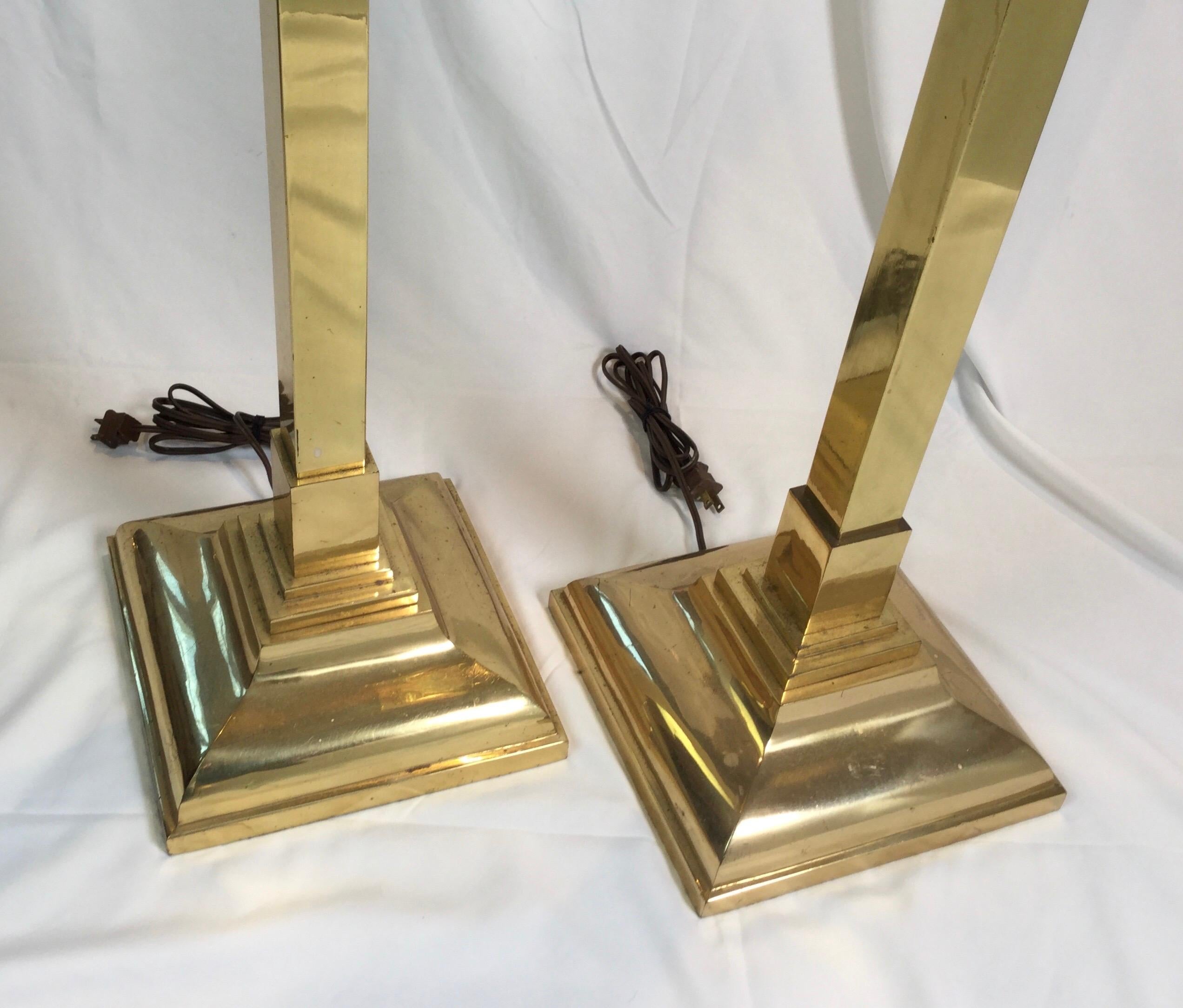 20th Century Pair of Mid-Century Modern Brass Tall Lamps