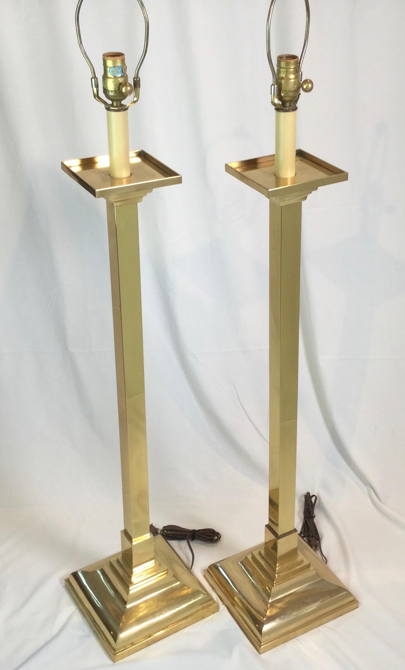 Pair of Mid-Century Modern Brass Tall Lamps 1