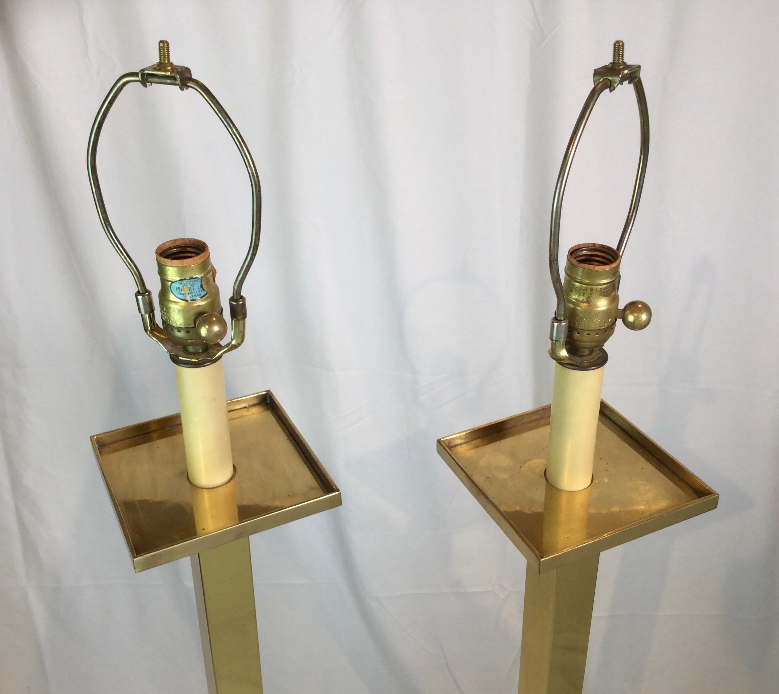 Pair of Mid-Century Modern Brass Tall Lamps 2