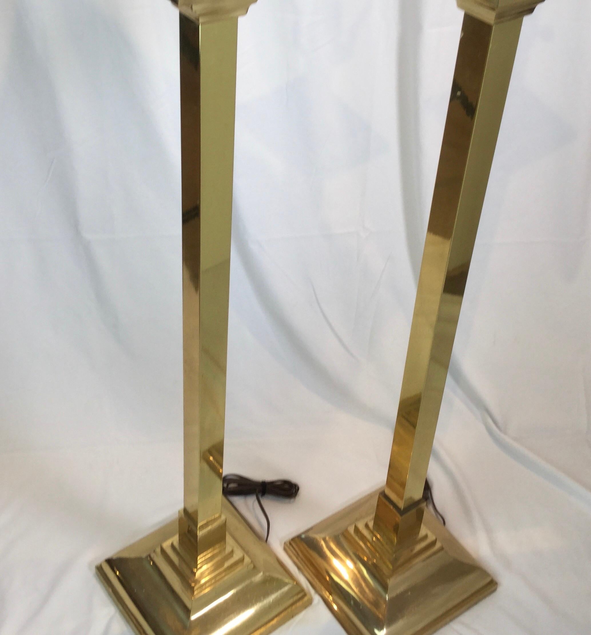 Pair of Mid-Century Modern Brass Tall Lamps 3