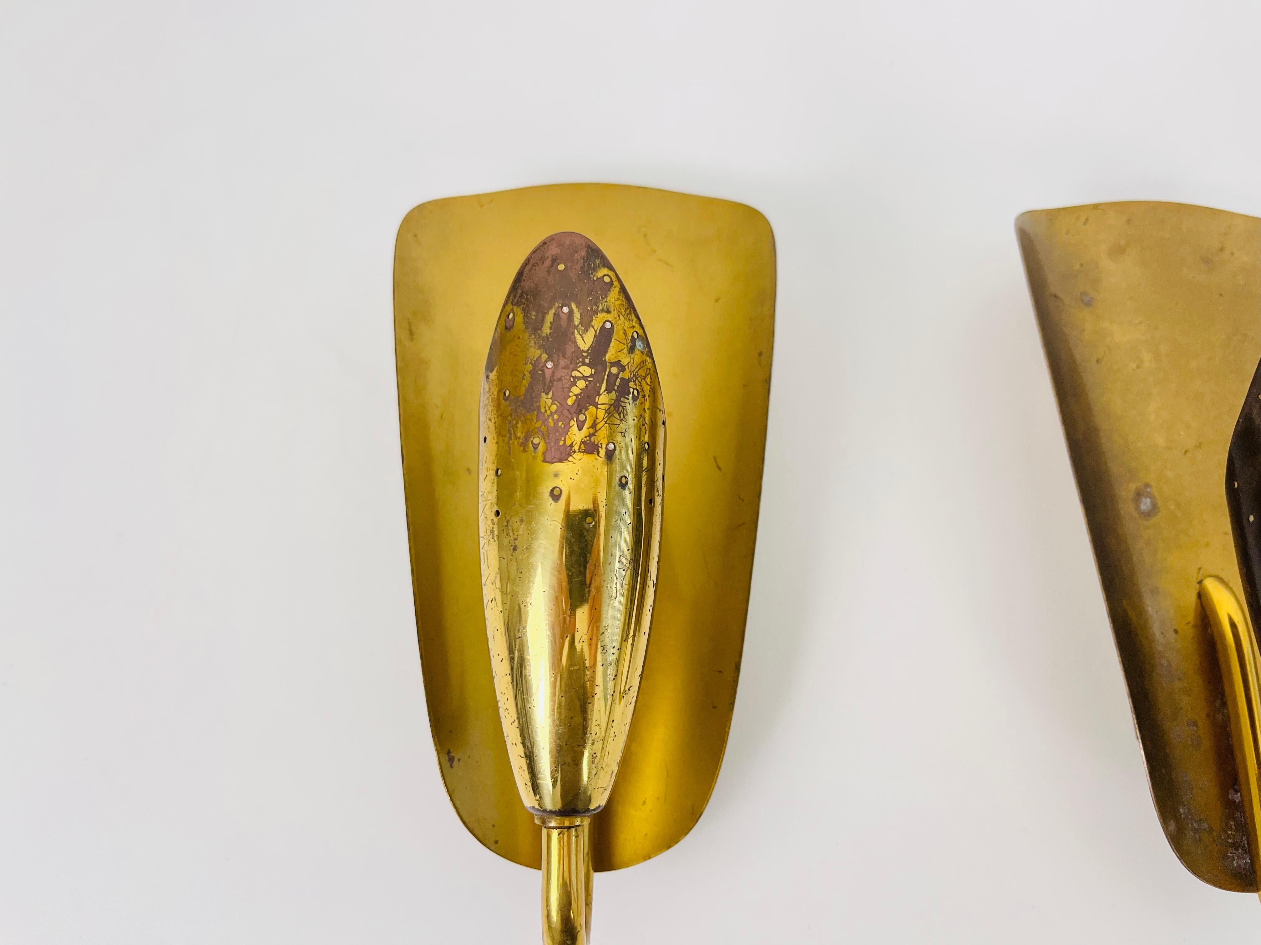 Pair of Mid-Century Modern Brass Wall Lamps, 1950s, Italy 2