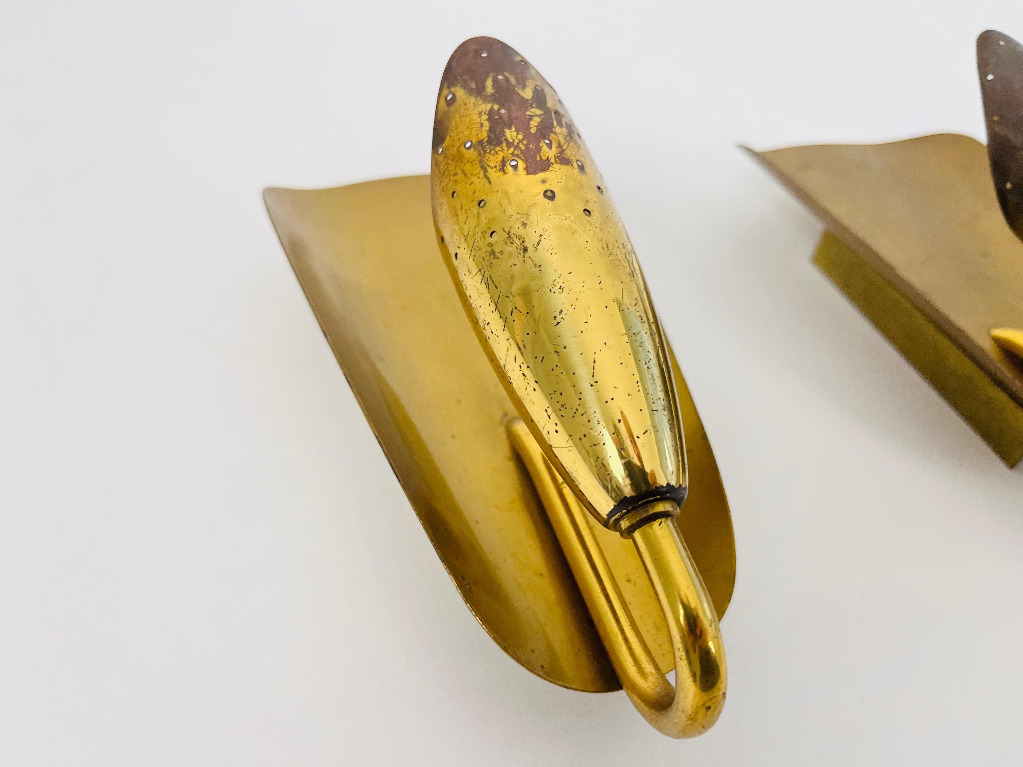 Pair of Mid-Century Modern Brass Wall Lamps, 1950s, Italy 3