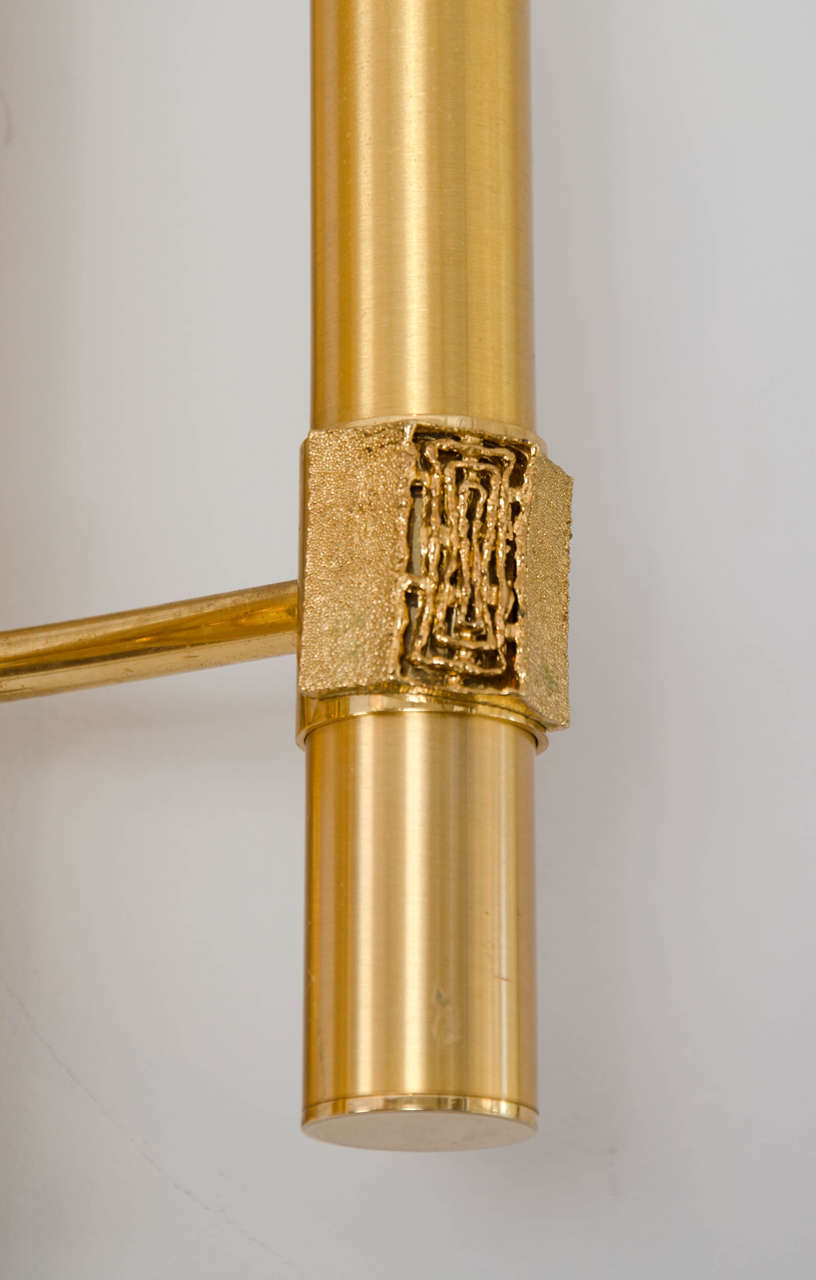 Italian Pair of Brass Wall Sconces by of Angelo Brotto for Esperia, 1970s For Sale