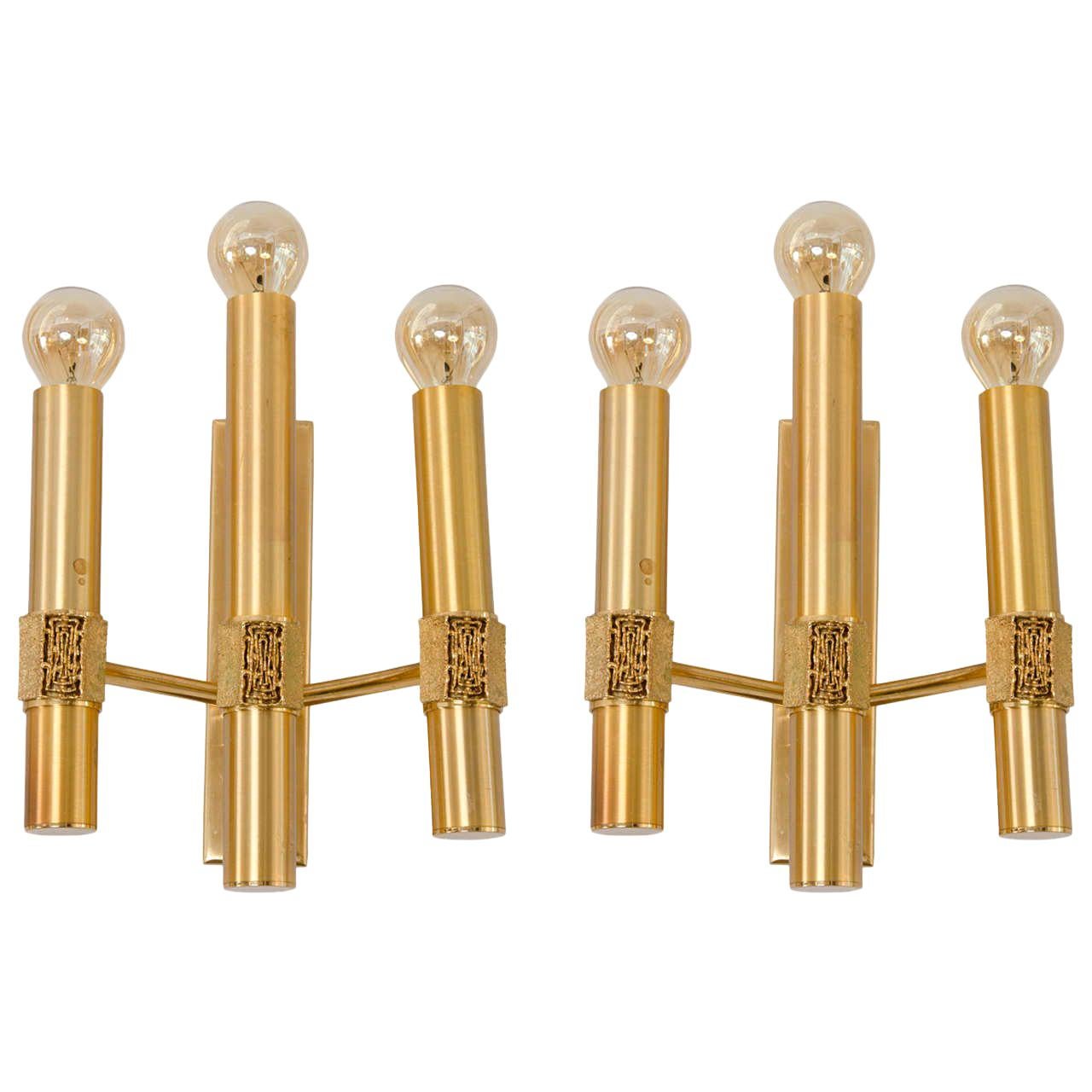 Pair of MidCentury Modern Steel Candle Wall Sconces For Sale at 1stDibs