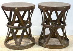 Pair of Mid-Century Modern Brass “X” Stools, by Sarreid, Spain, Circa 1960s