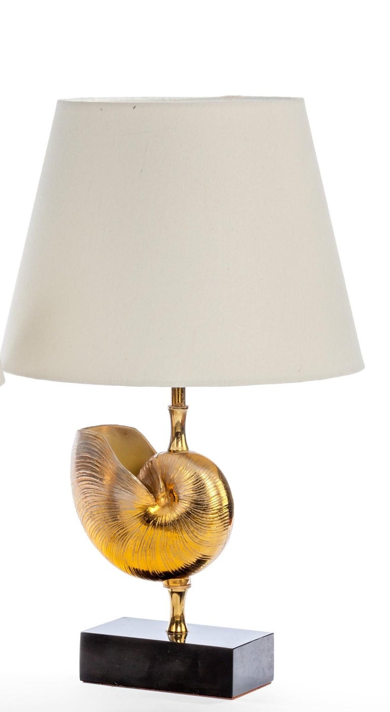 Pair of MidCentury Modern Bronze Table Lamps Sitting on Marble Base