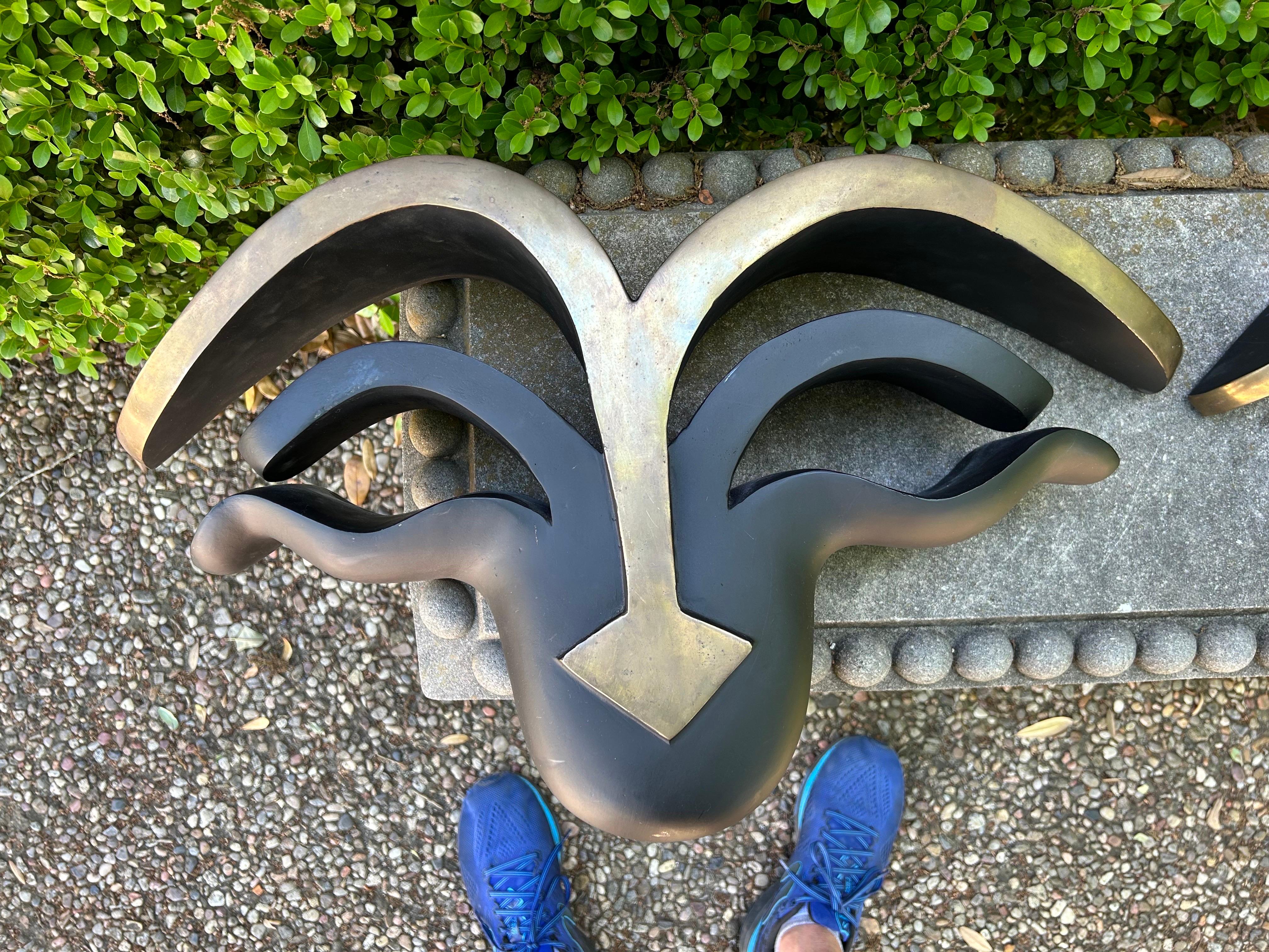 Unknown Pair Of Mid Century Modern Bronze Wall Brackets For Sale