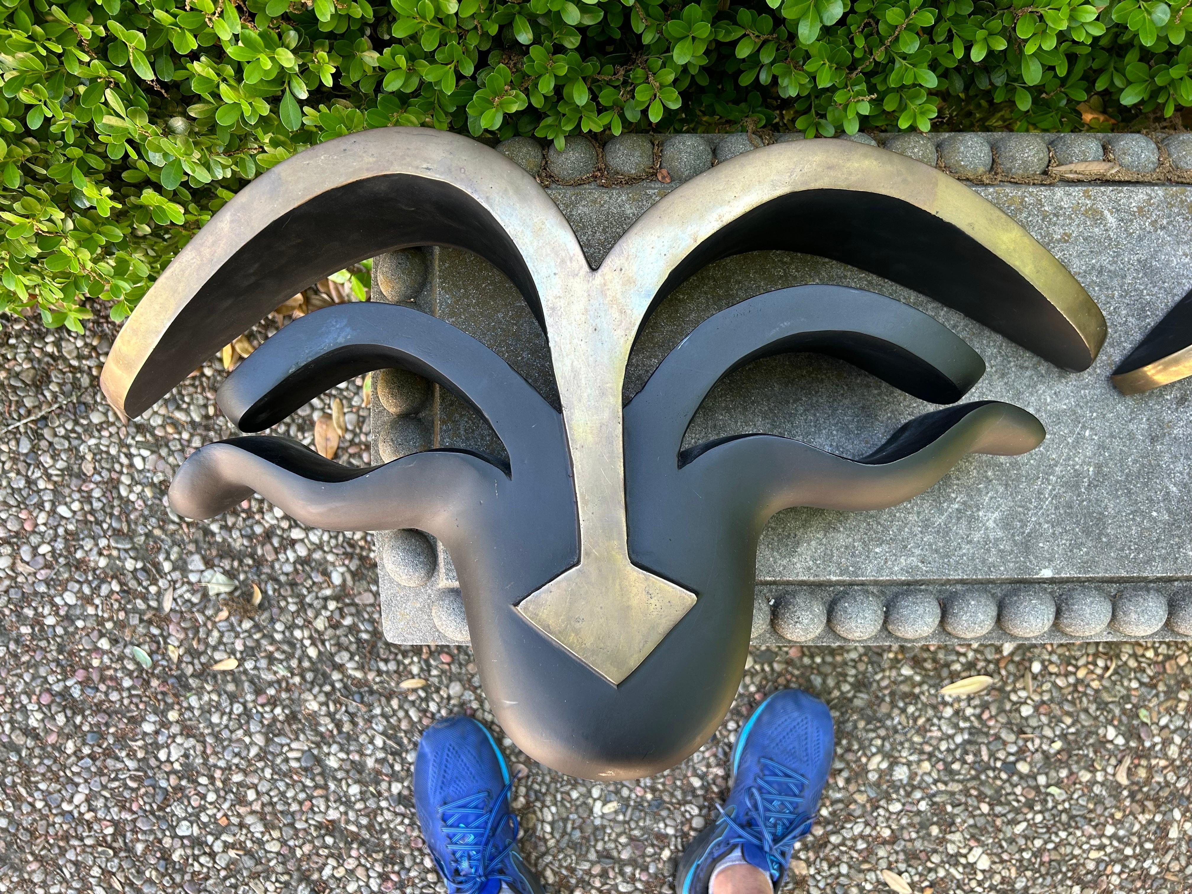 Pair Of Mid Century Modern Bronze Wall Brackets In Good Condition For Sale In Houston, TX