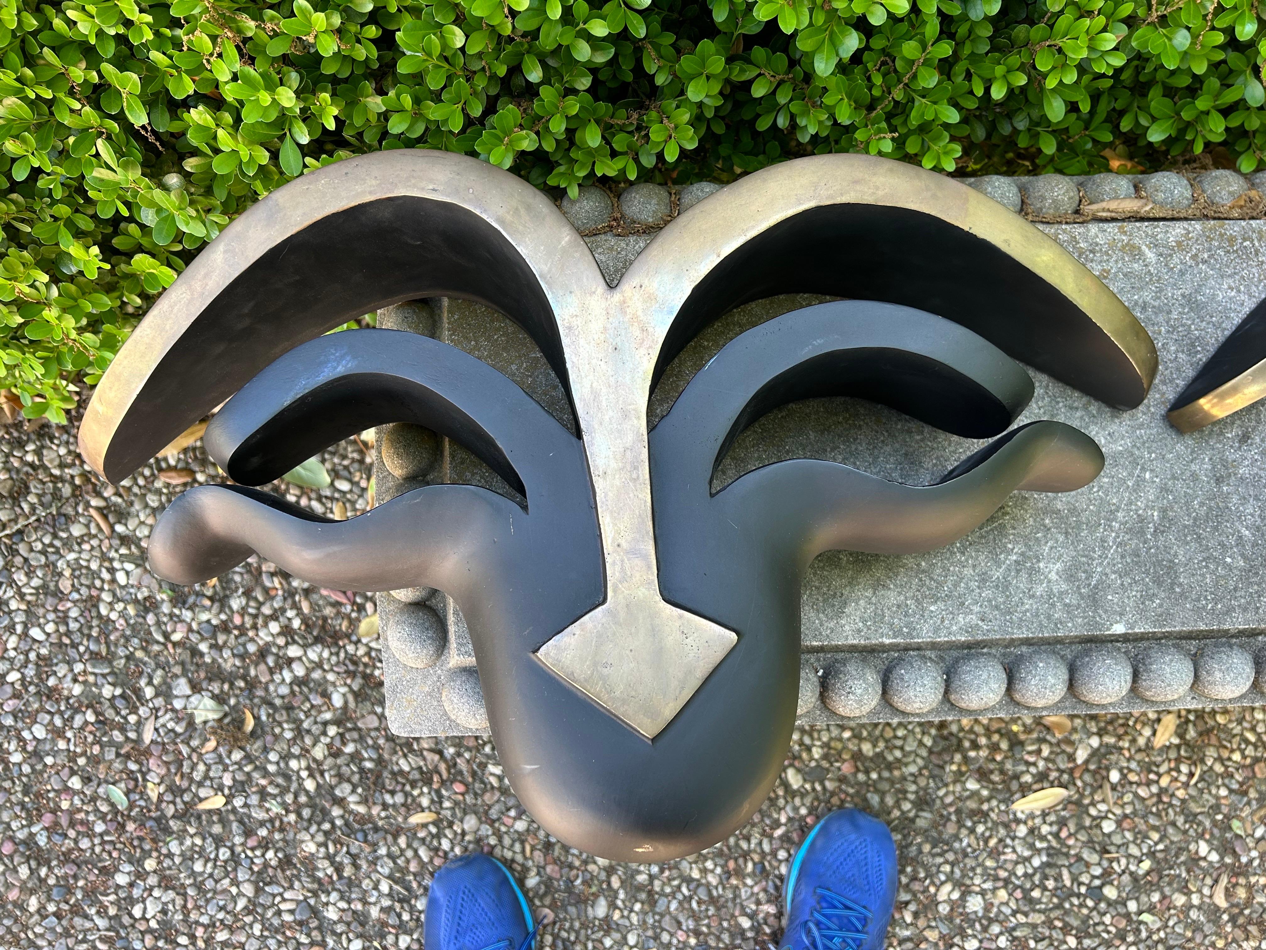 Late 20th Century Pair Of Mid Century Modern Bronze Wall Brackets For Sale