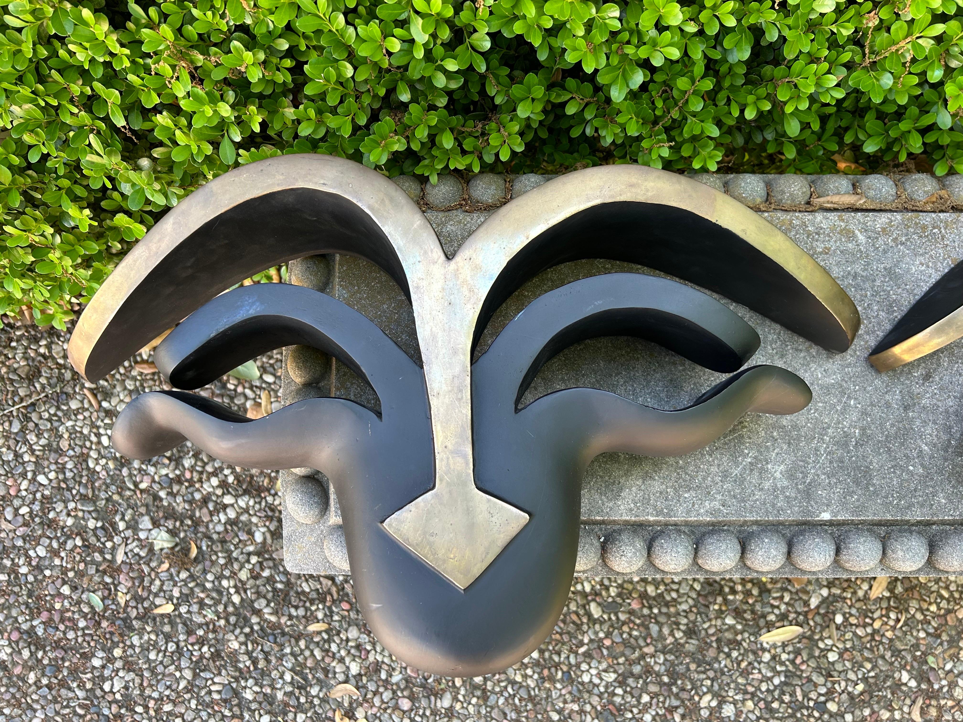 Pair Of Mid Century Modern Bronze Wall Brackets For Sale 1