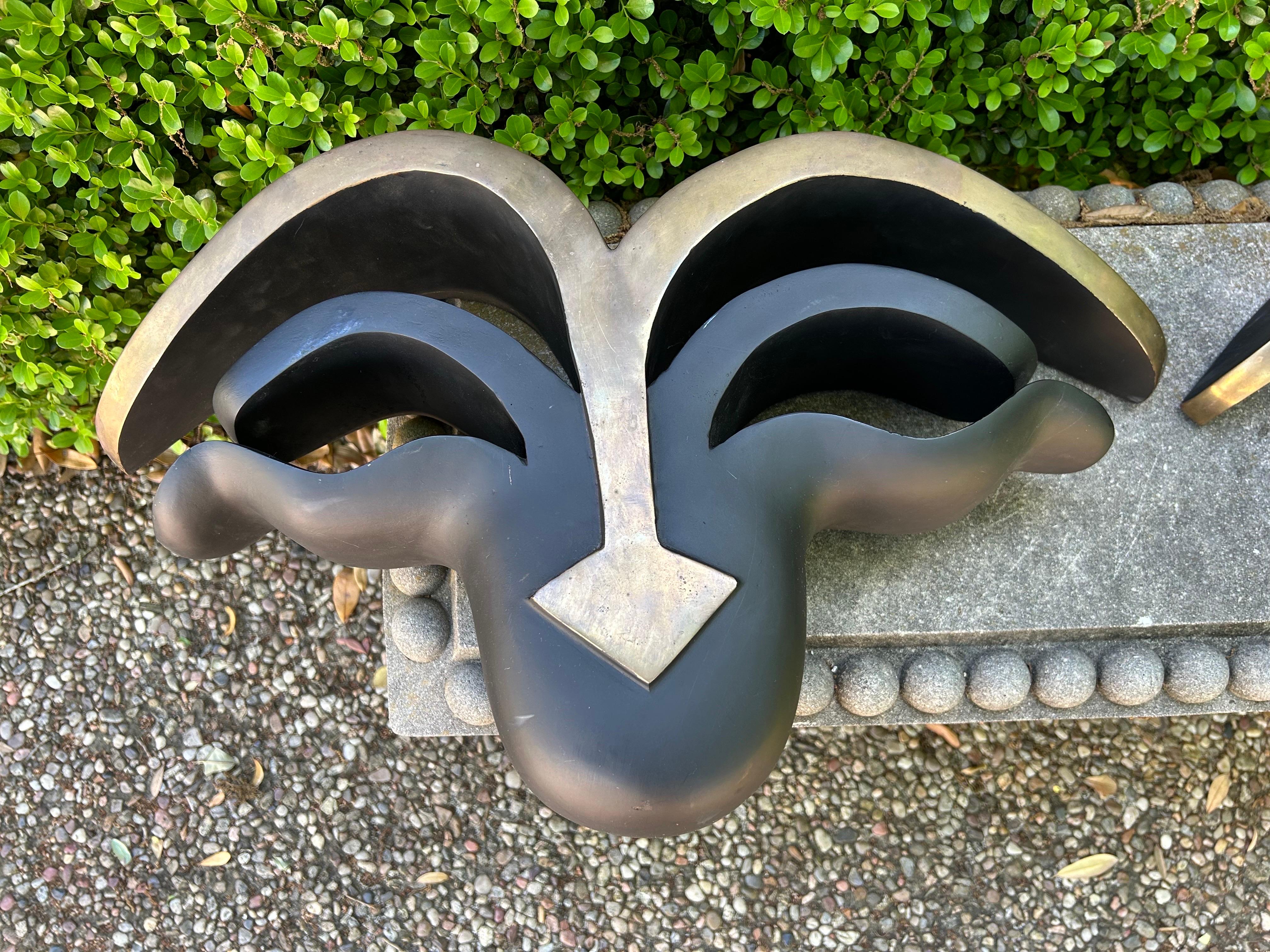 Pair Of Mid Century Modern Bronze Wall Brackets For Sale 2