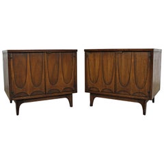 Pair of Mid-Century Modern Broyhill Brasilia Walnut Nightstands