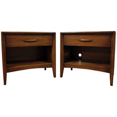 Pair of Mid-Century Modern Broyhill Emphasis Walnut Nightstands