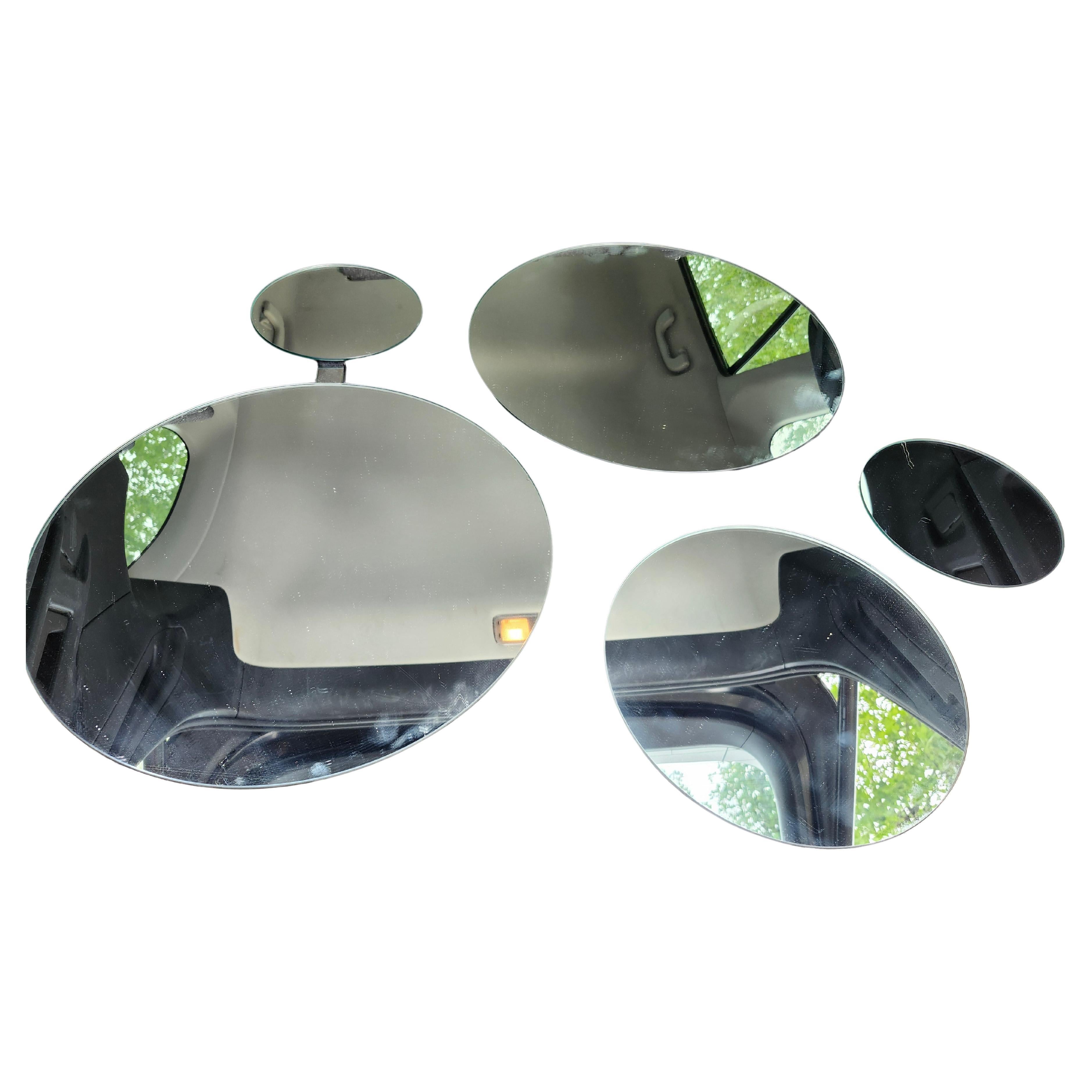 Mid-Century Modern Pair of Mid Century Modern Brutalist Multi Disk (5) Wall Mirrors C1970 For Sale