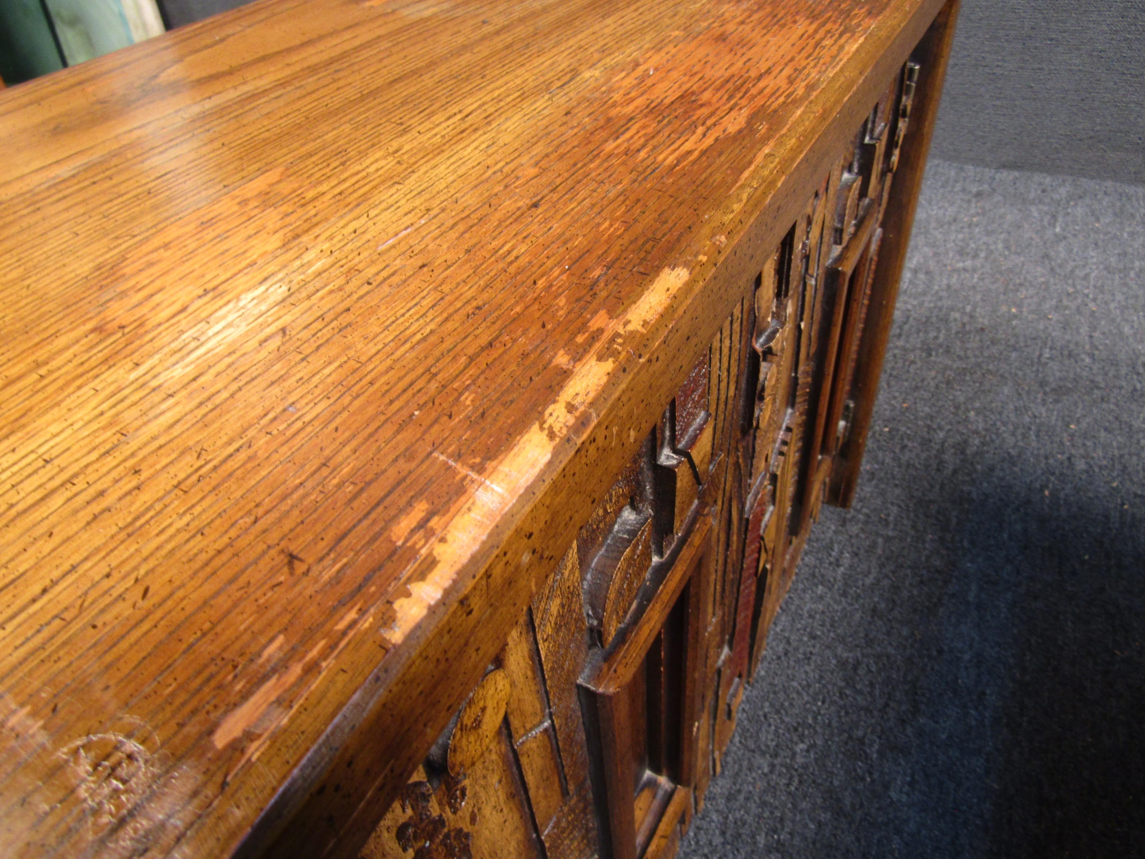 Pair of Mid-Century Modern Brutalist Oak End Tables 3