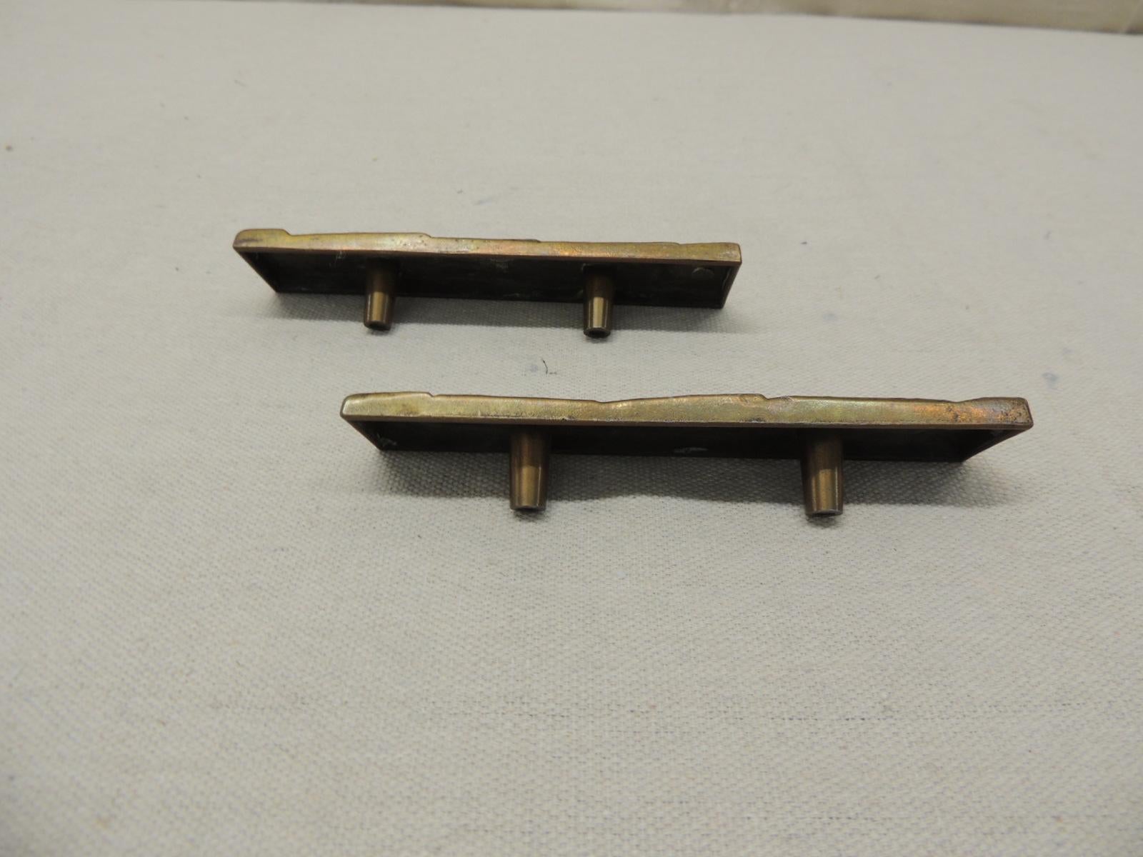 French Pair of Mid-Century Modern Brutalist Style Draw Pulls