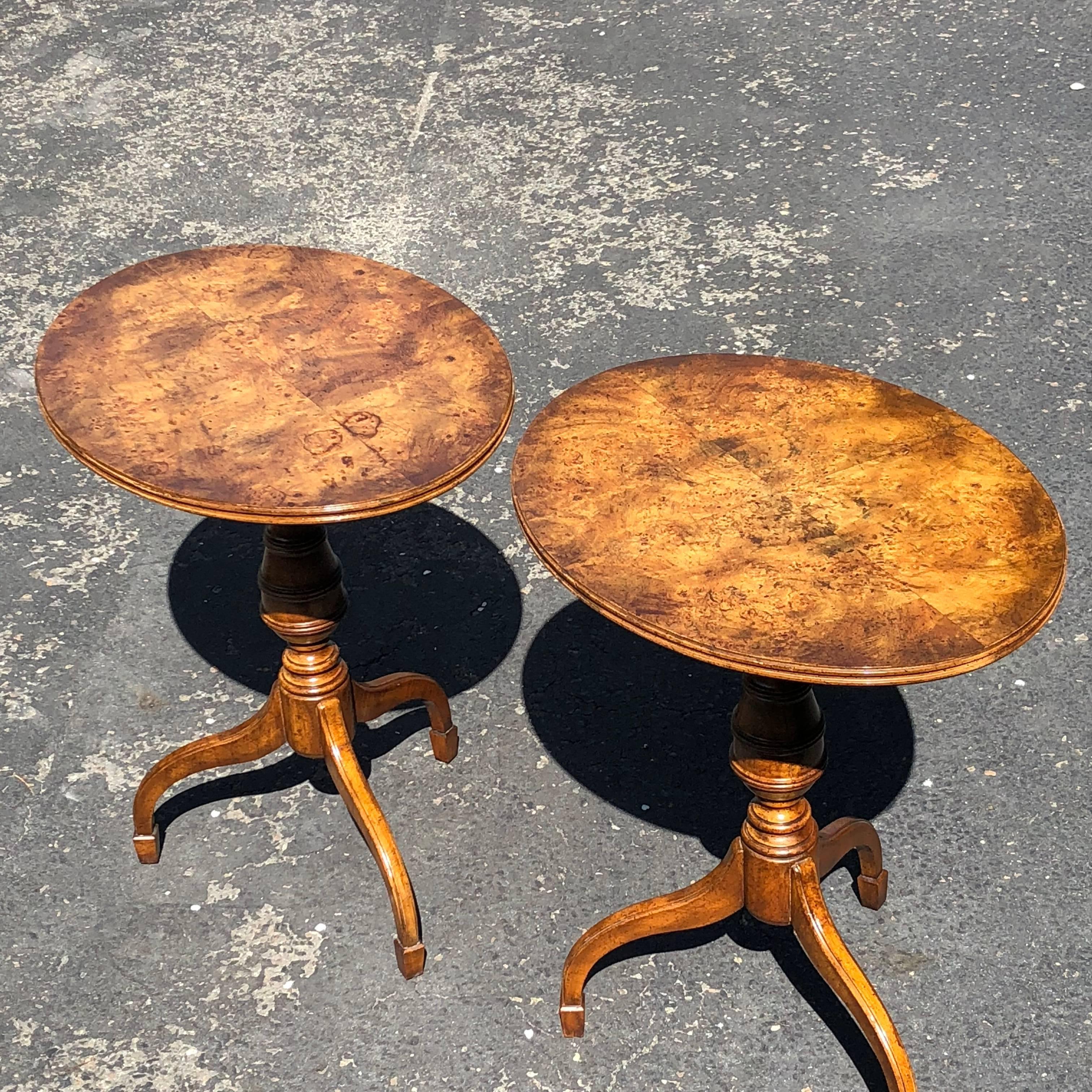 Pair of Mid-Century Modern Burl Wood Lamp or Side Tables by Weiman 9