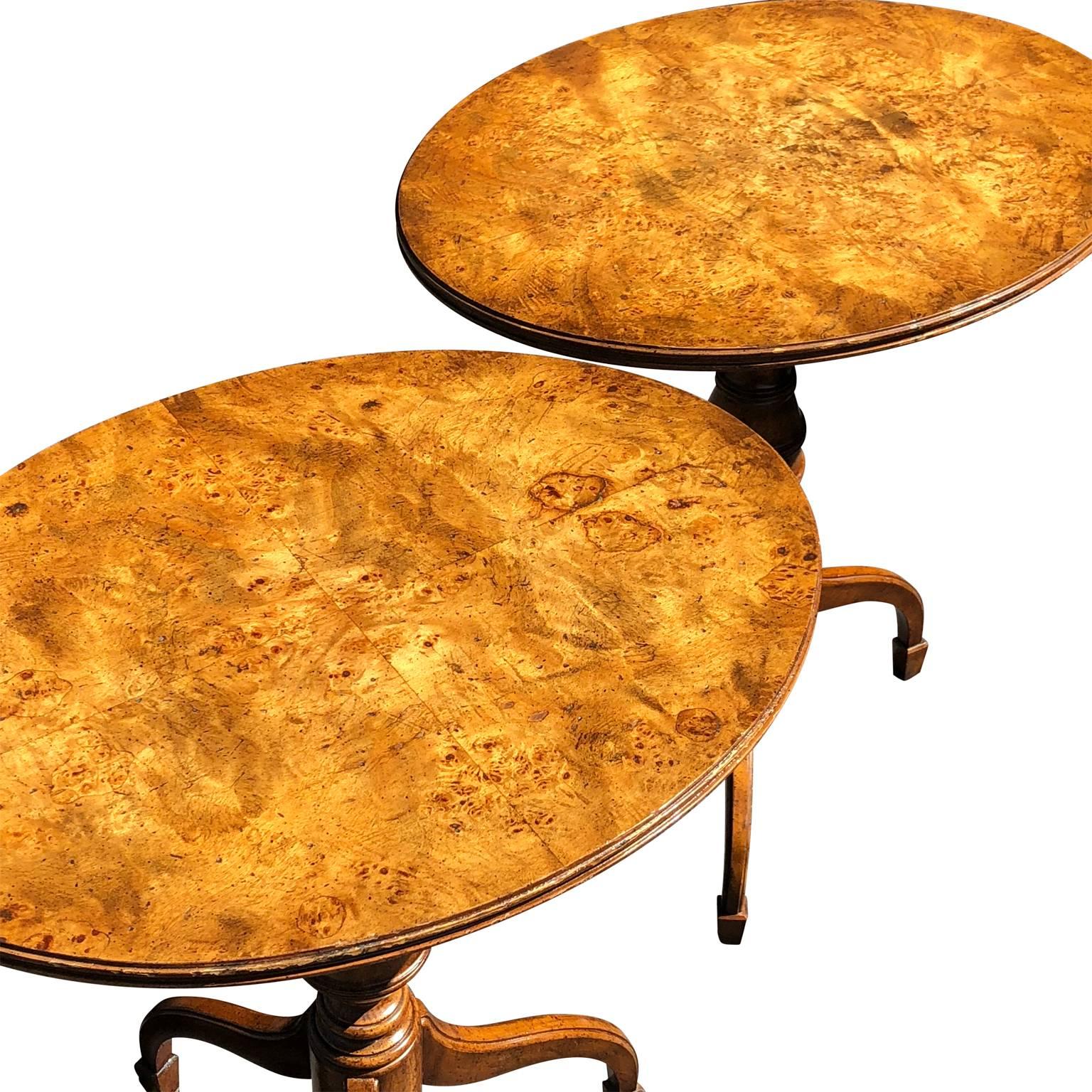 Pair of Mid-Century Modern Burl Wood Lamp or Side Tables by Weiman In Good Condition In Haddonfield, NJ