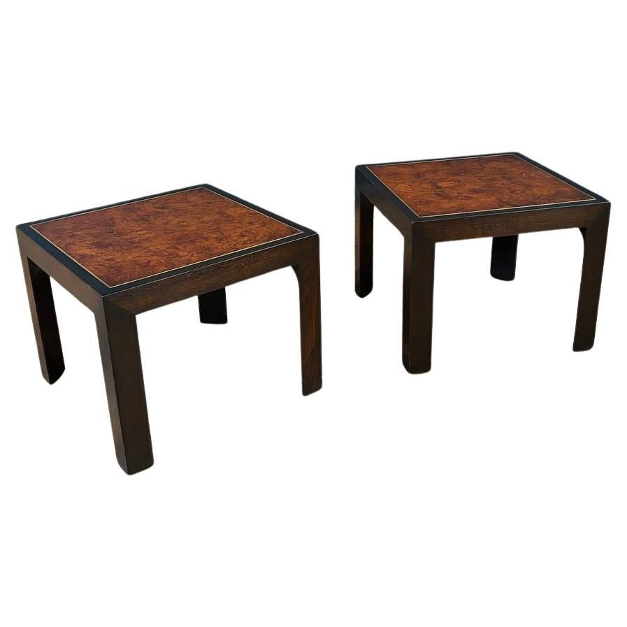 Pair of Mid-Century Modern Burl Wood Side Tables For Sale