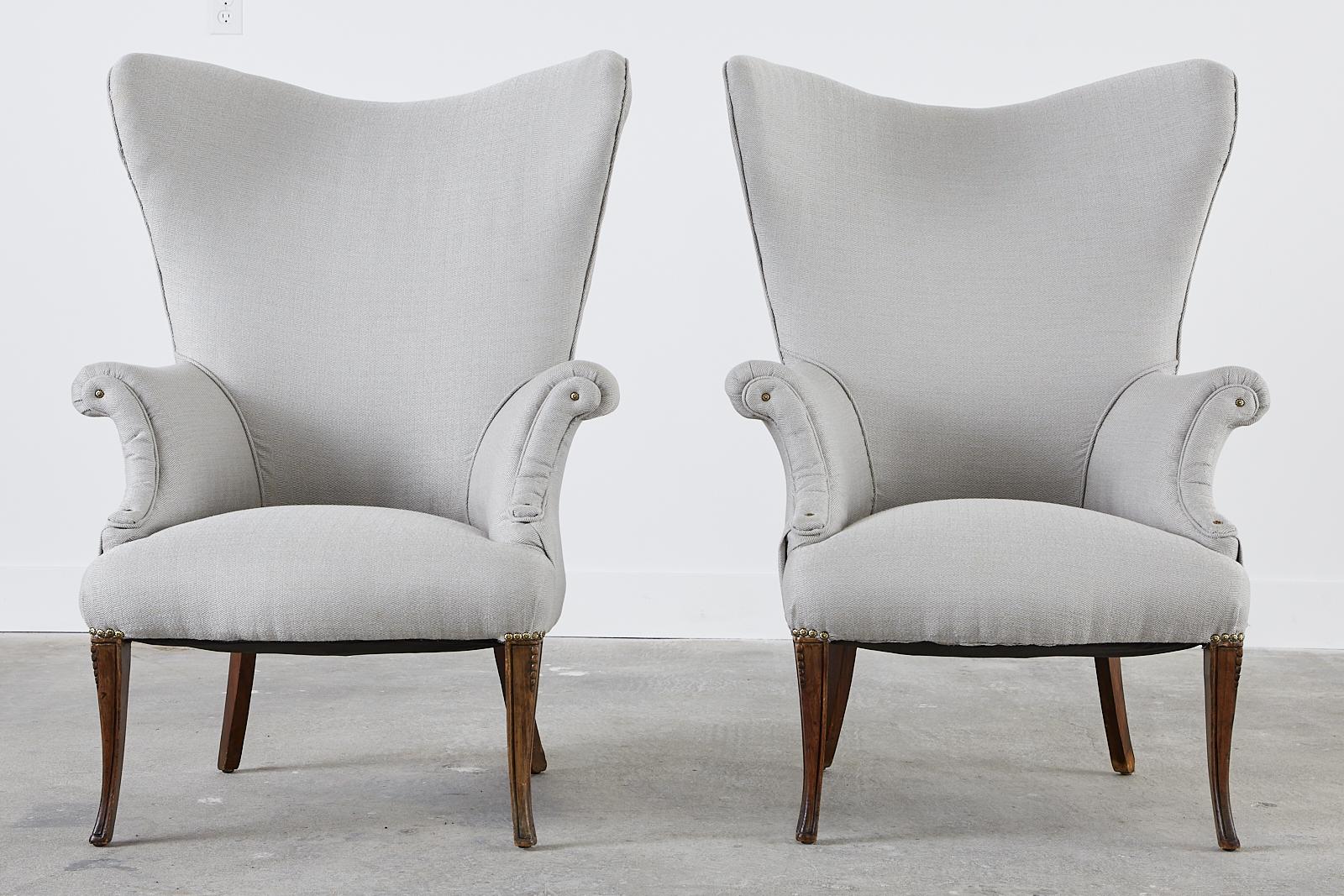 Mid-Century Modern Pair of Mid-century Modern Butterfly Wingback Armchairs
