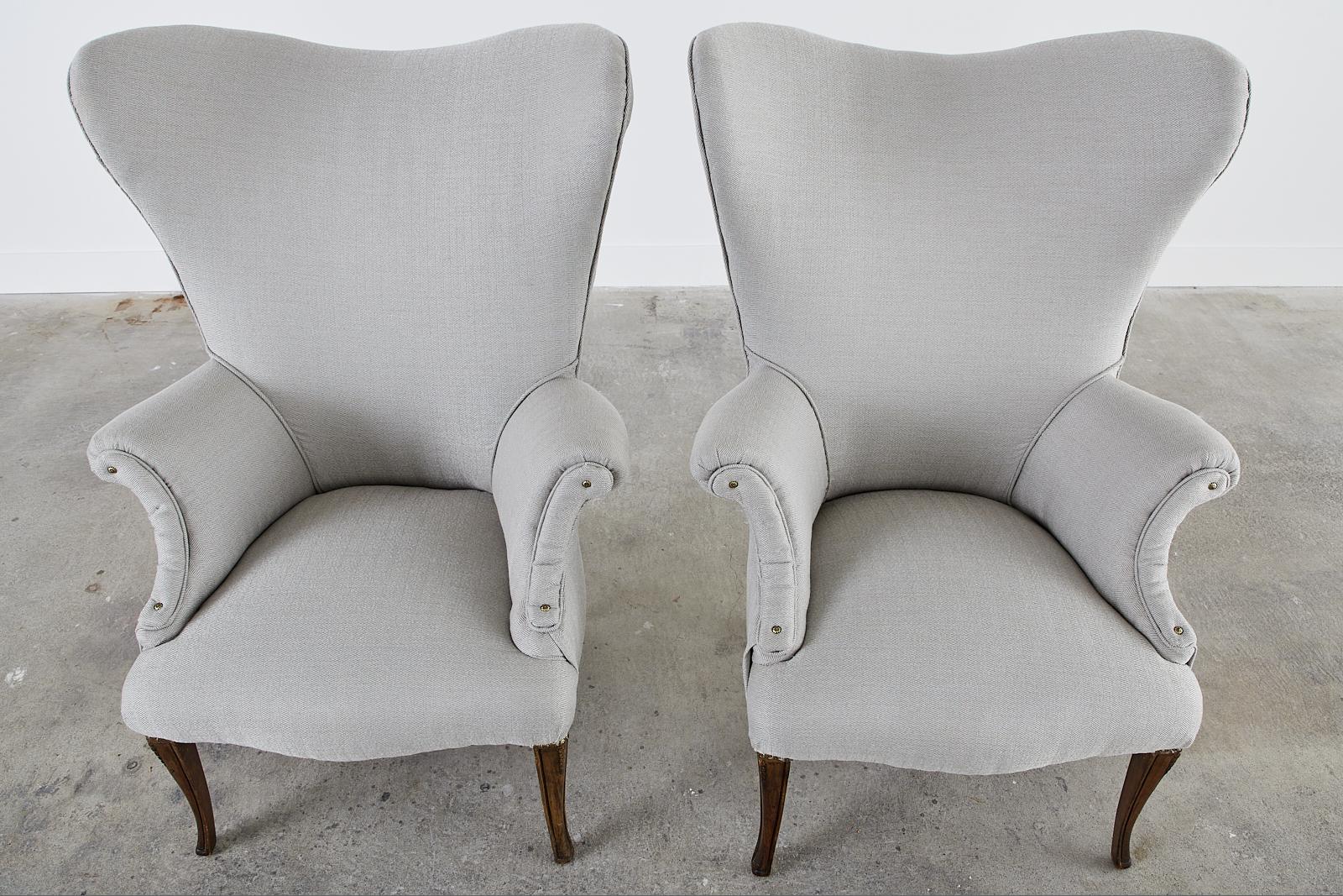 American Pair of Mid-century Modern Butterfly Wingback Armchairs