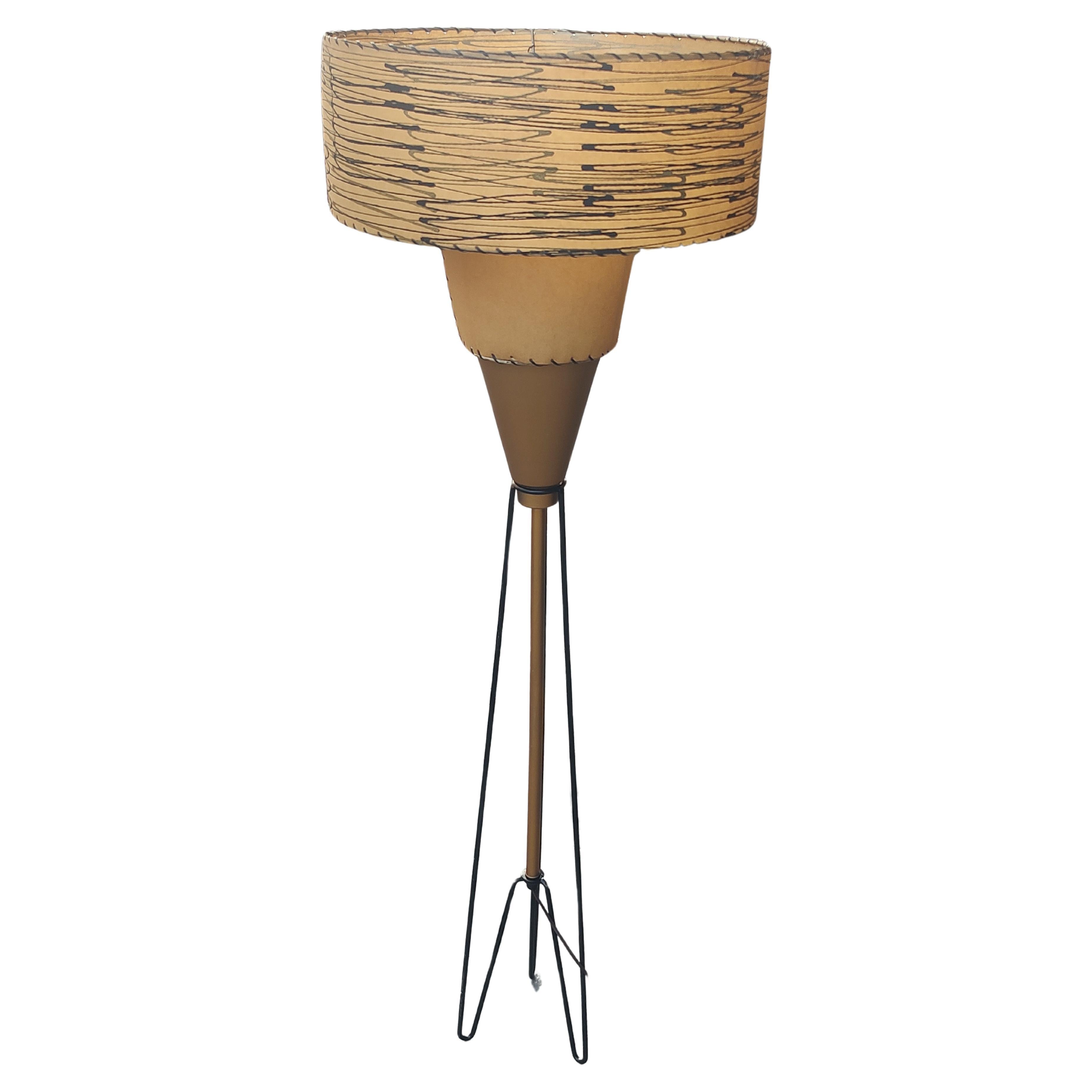 Forged Pair of Mid Century Modern C1950s Floor Lamps Atomic Towers by Majestic Lamp Co.