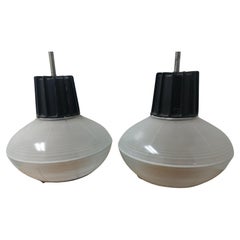 Pair of Mid-Century Modern C1955 Holophane Industrial Lamps