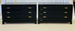 Karl Springer Style, Mid-Century Modern, Cabinets or Nightstands, Black Lacquer