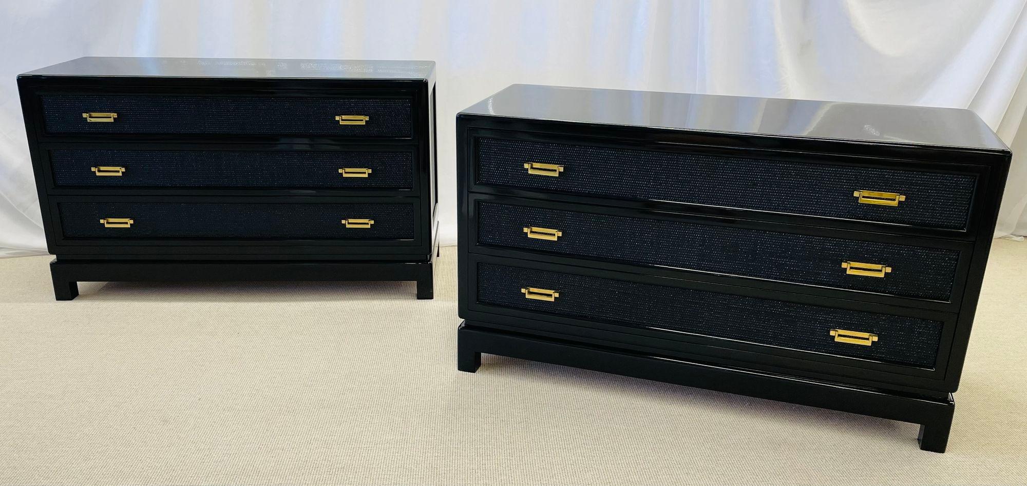 American Pair of Mid-Century Modern Cabinets, Chests, Nightstands, Karl Springer Style For Sale
