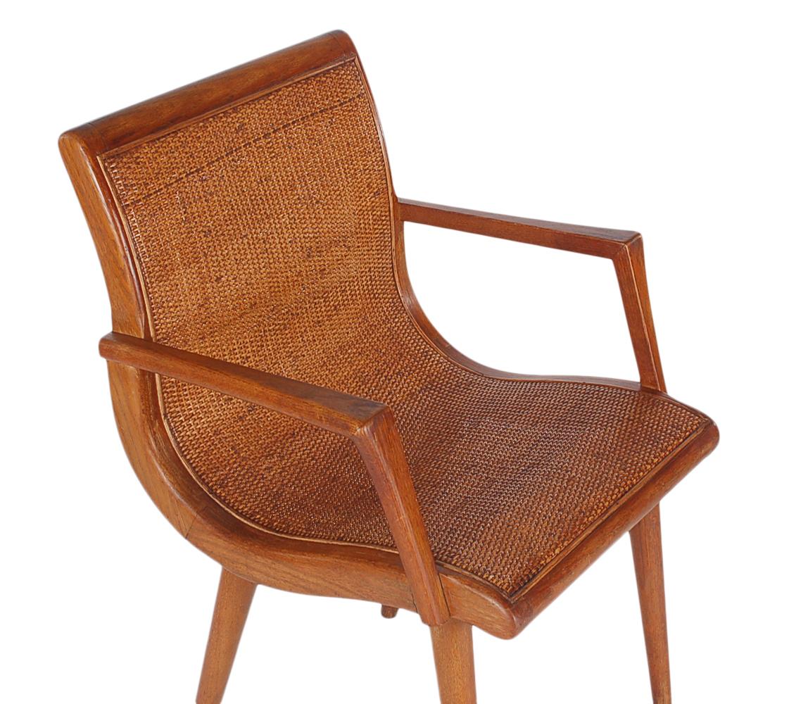 Mid-20th Century Pair of Mid-Century Modern Cane and Oak Danish Modern Style Armchairs