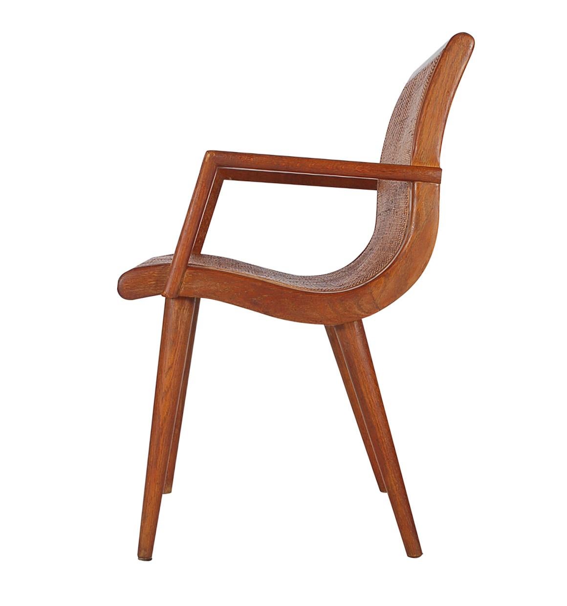 Mid-Century Modern Cane and Oak Danish Modern Style Armchair or Side Chair 1