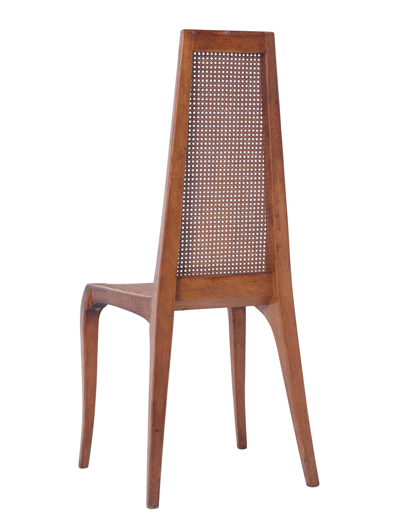 Unknown Pair of Mid-Century Modern Caned Chairs in Walnut, circa 1960
