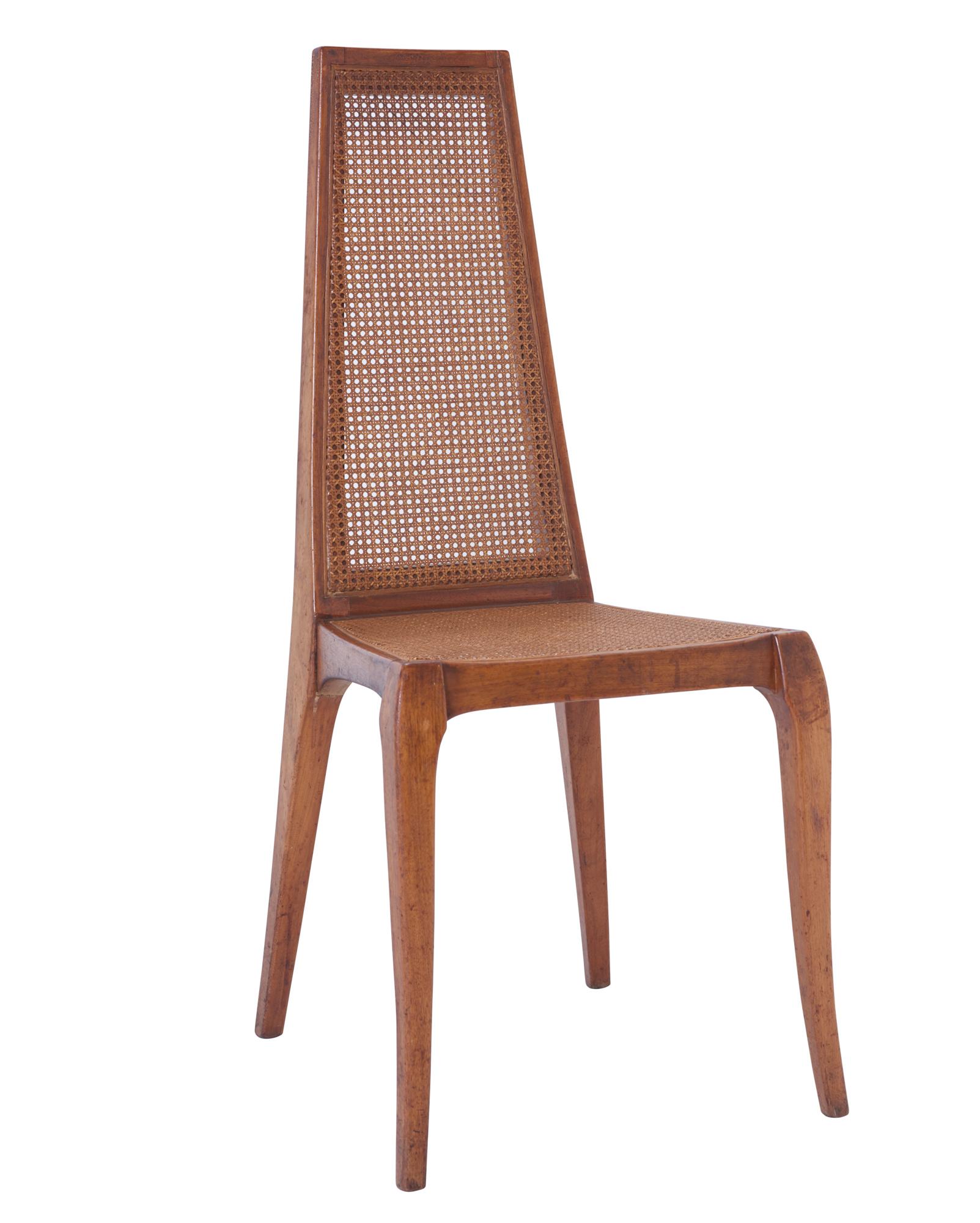 Pair of Mid-Century Modern Caned Chairs in Walnut, circa 1960 1