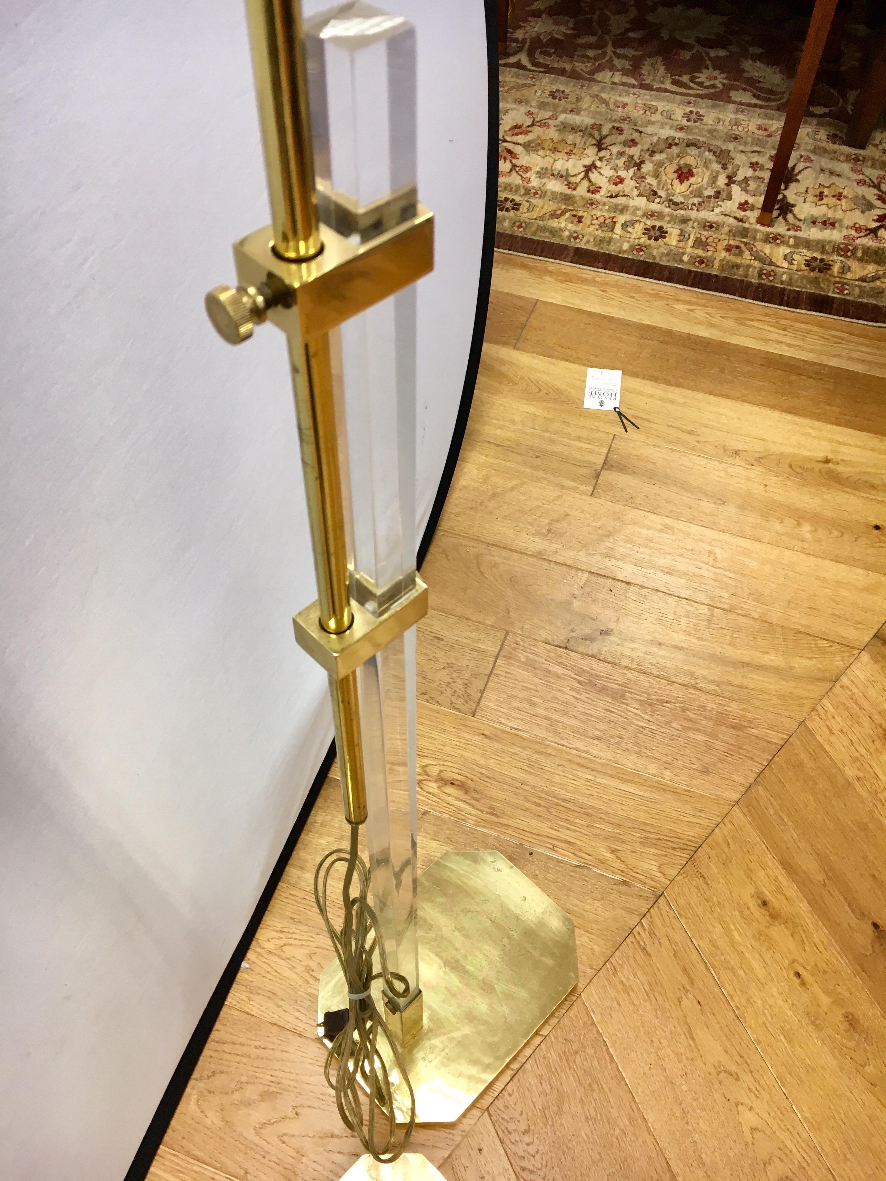 Pair of Mid-Century Modern Cedric Hartman Style Brass and Lucite Floor Lamps 6