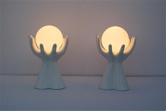 Pair of Mid-Century Modern Ceramic Hand Table Lamps